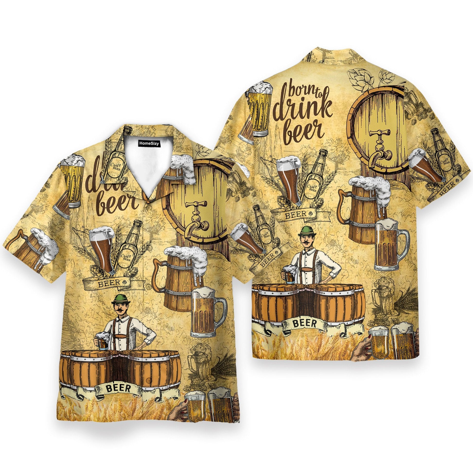 Drink Beer Men's Button's Up Shirts - Hawaiian Shirt