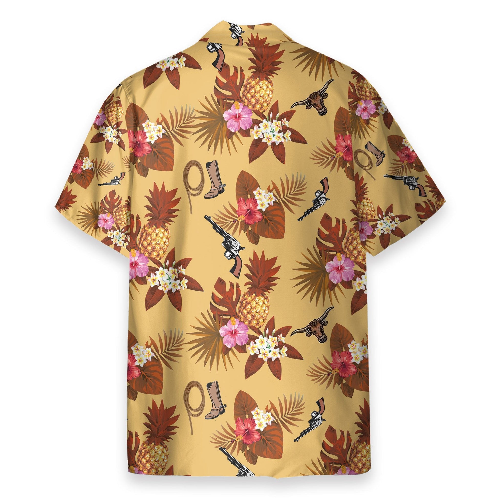 Cowboy Guns, Ropes, Boots Men's Button's Up Shirts - Hawaiian Shirt & Beach Shorts