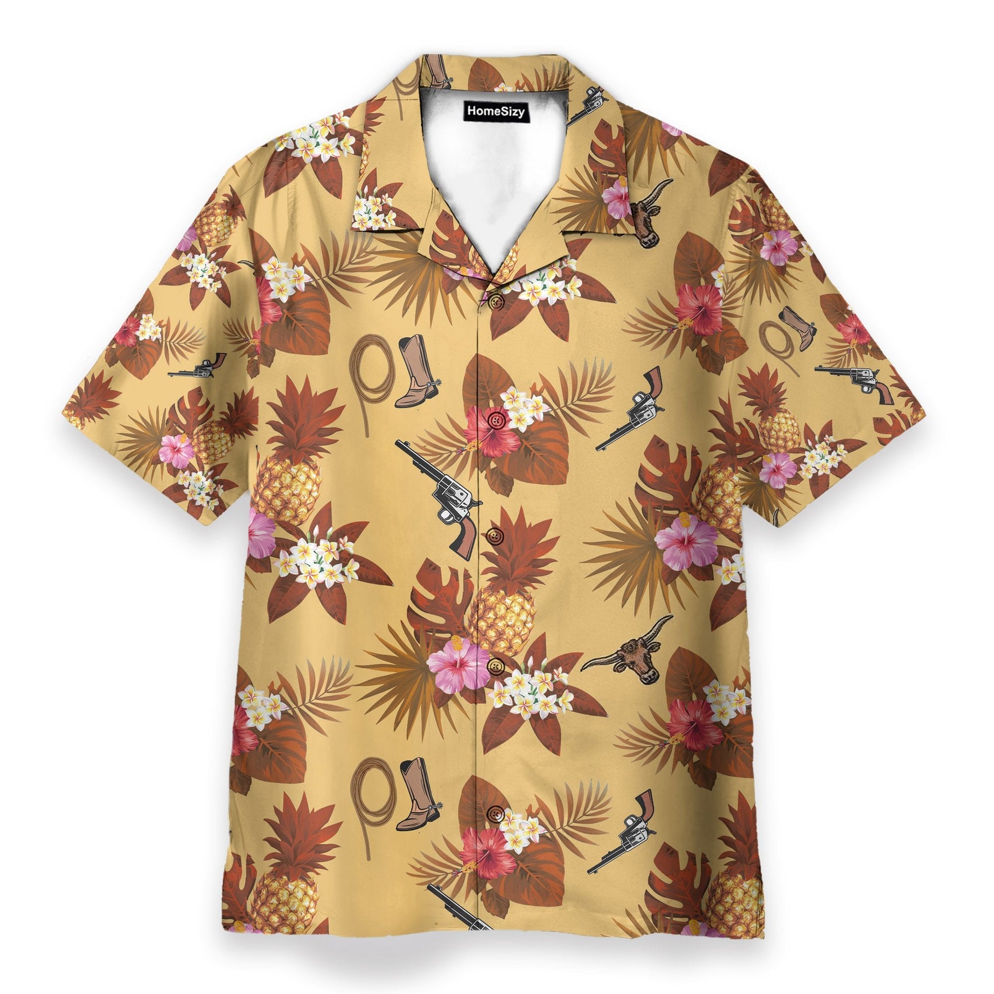 Cowboy Guns, Ropes, Boots Men's Button's Up Shirts - Hawaiian Shirt & Beach Shorts