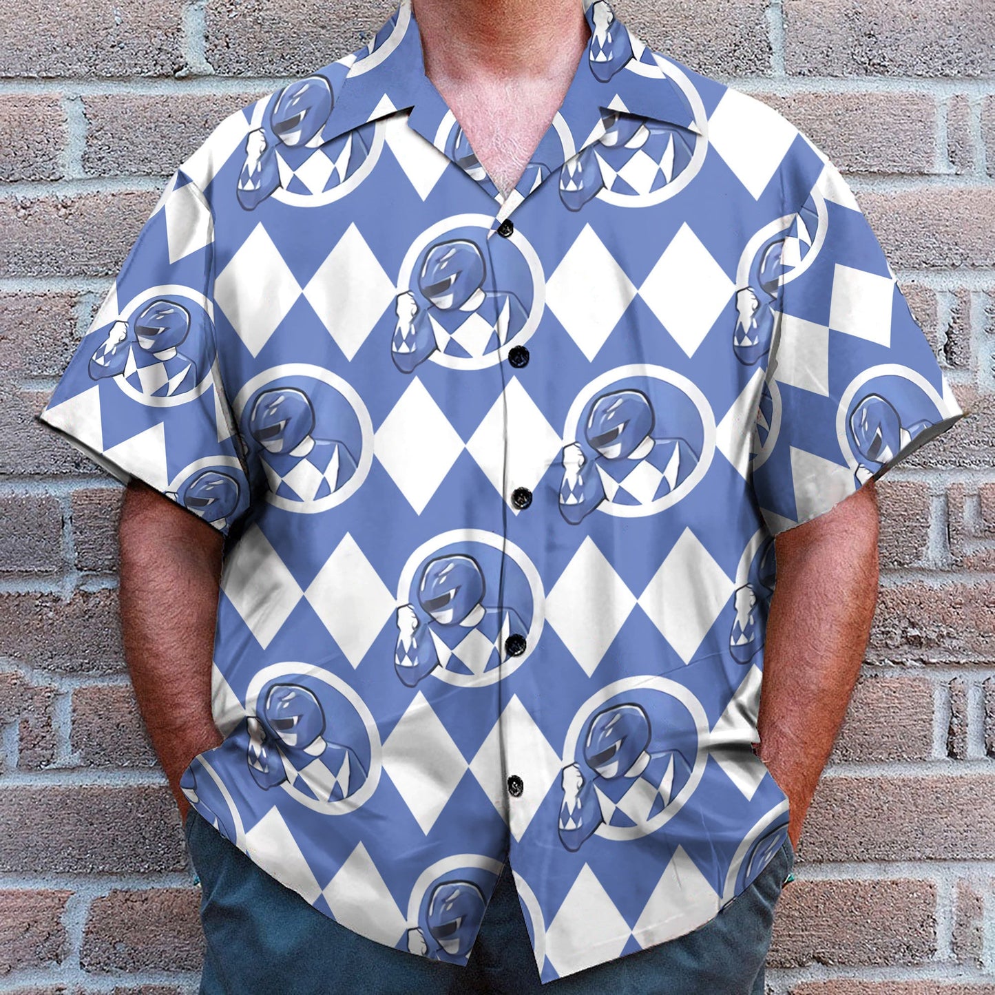 Mighty Morphin Power Rangers Blue Ranger Cosplay Costume - Hawaiian Shirt & Beach Shorts