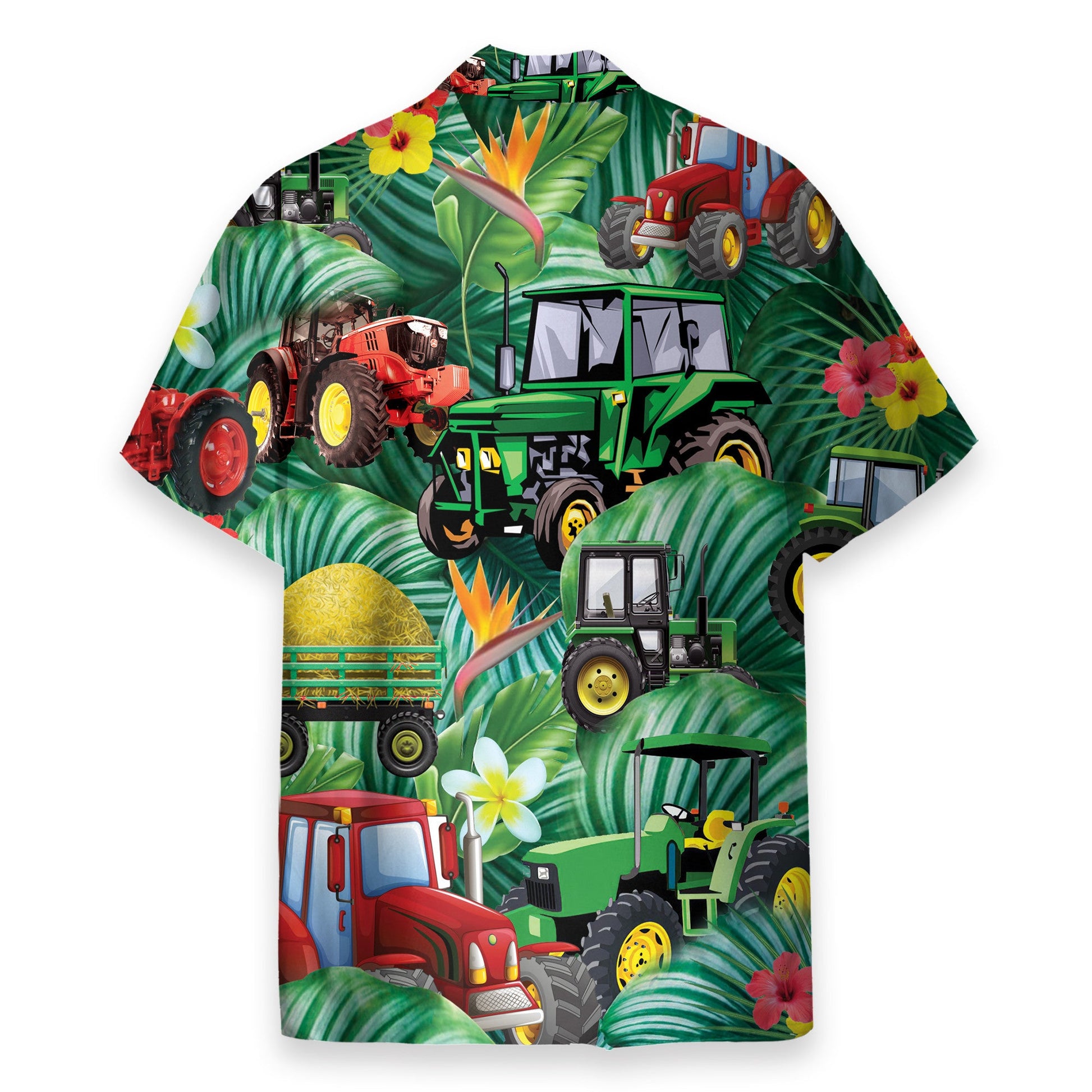 Tractor Tropical Tropical Green Leaf Forest Pattern - Hawaiian Shirt