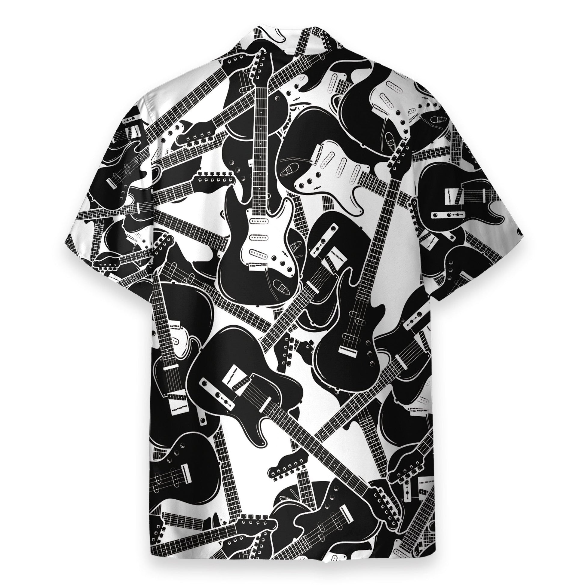 Black And White Electric Guitar - Hawaiian Shirt & Beach Shorts