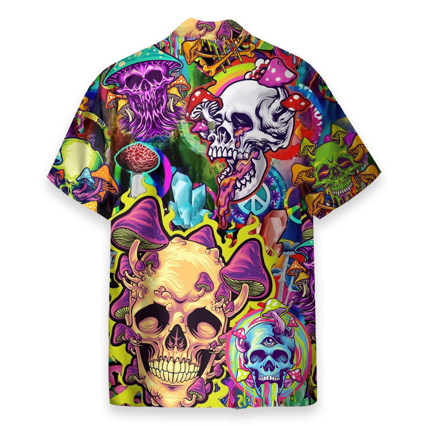 Skull Colorful Printed Casual Abstract Hippie Style - Hawaiian Shirt