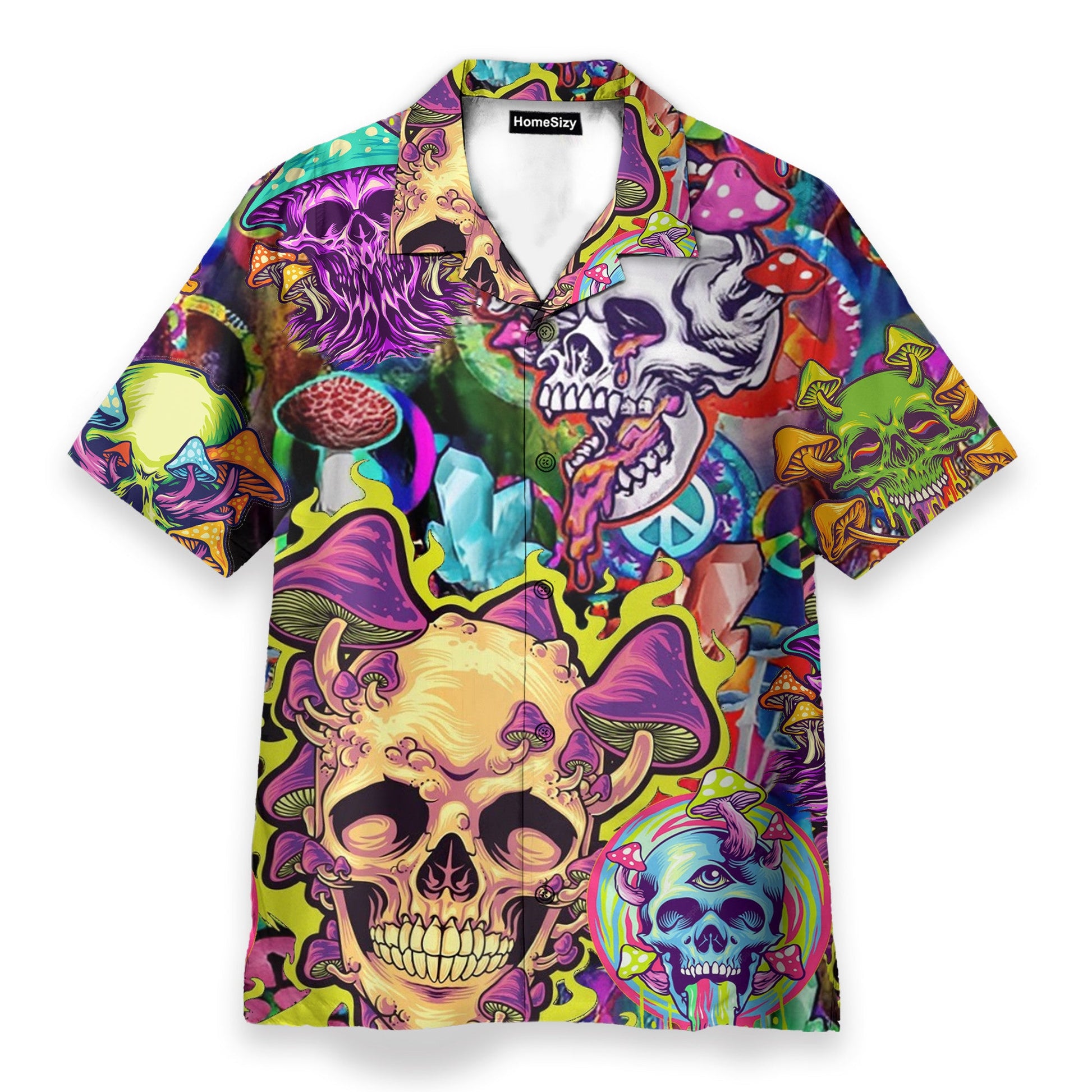 Skull Colorful Printed Casual Abstract Hippie Style - Hawaiian Shirt