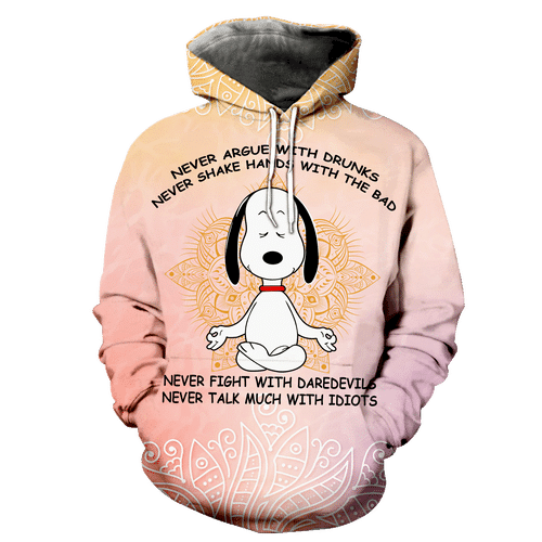 Snoopy The Peanuts, Snoopy Yoga, Snoopy Hippie Mandala Aop Hoodie