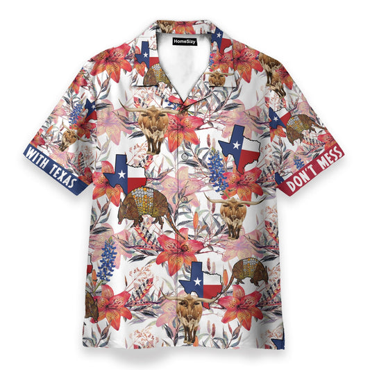 Texas Longhorn Bluebonnet And Armadillo - Hawaiian Shirt
