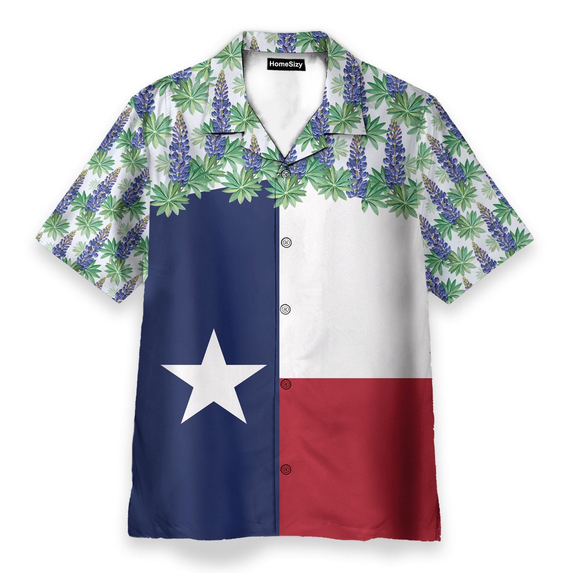 Texas Bluebonnet Flag Men's Button's Up Shirts - Hawaiian Shirt