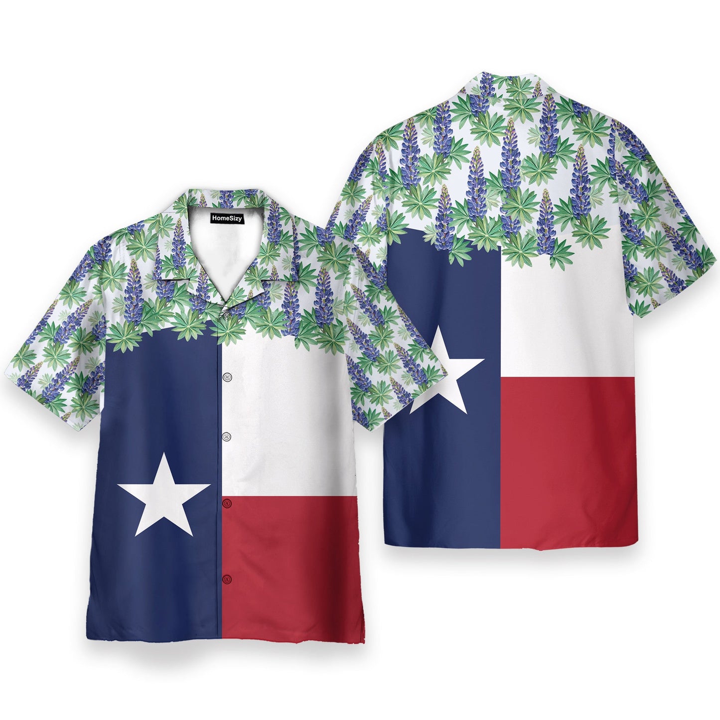 Texas Bluebonnet Flag Men's Button's Up Shirts - Hawaiian Shirt