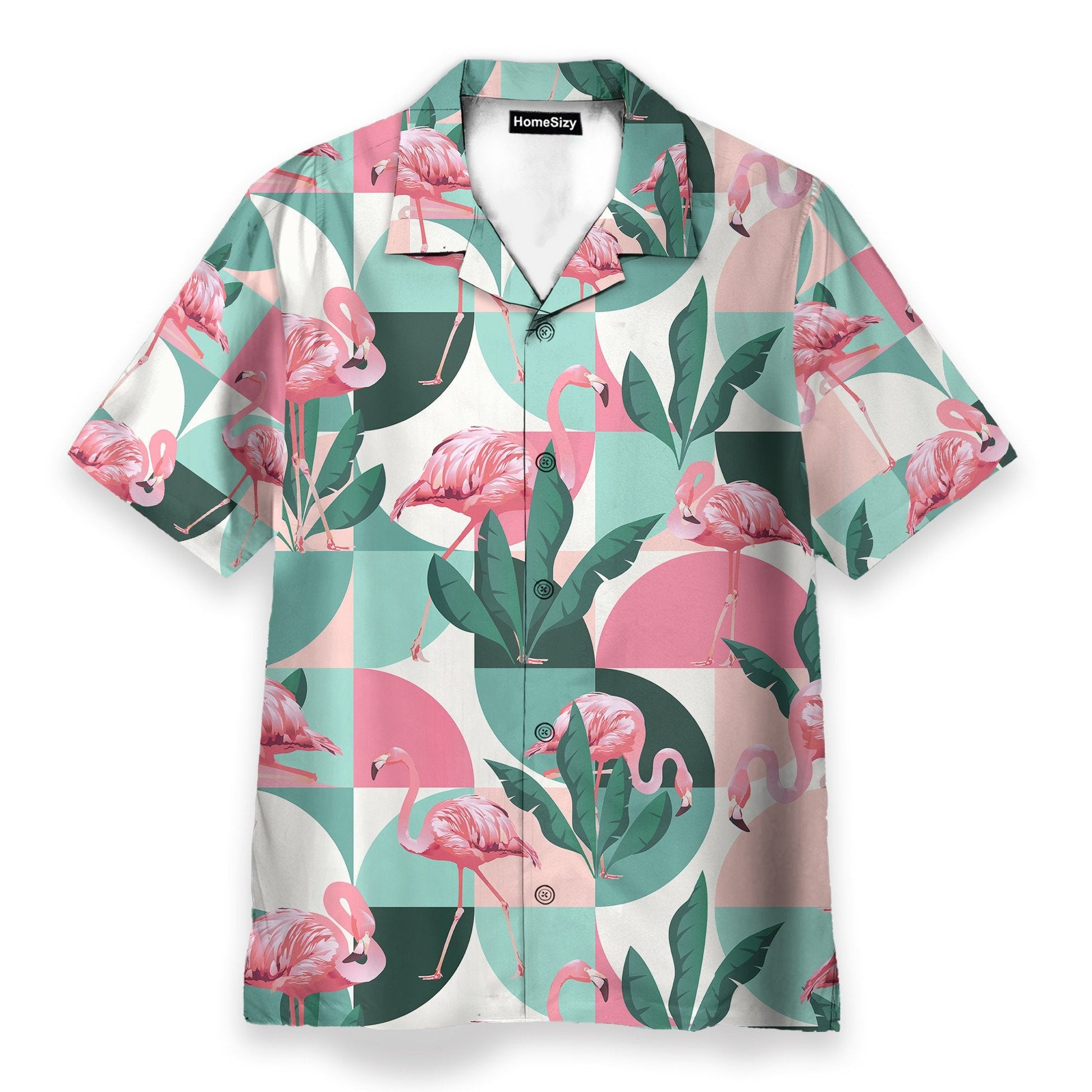 Flamingo Exotic Patchwork Patterns - Hawaiian Shirt & Beach Shorts