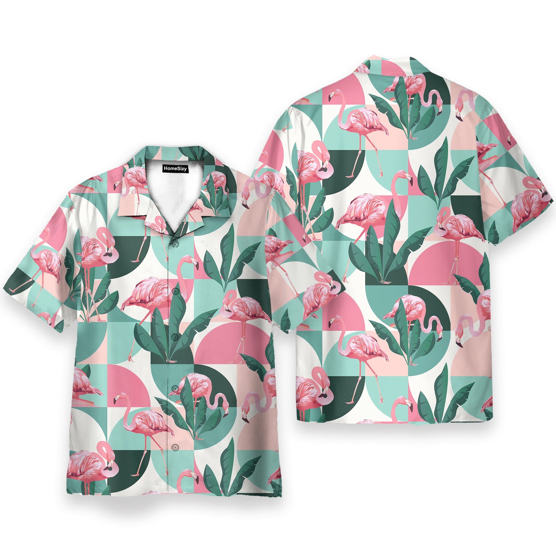 Flamingo Exotic Patchwork Patterns - Hawaiian Shirt & Beach Shorts