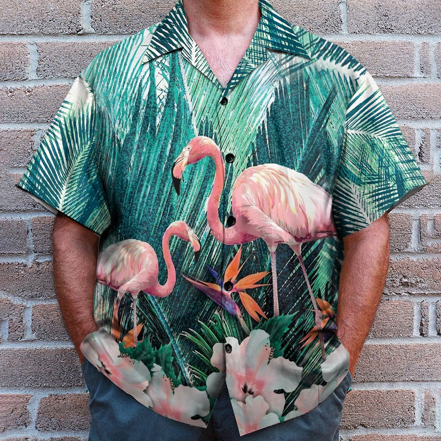 The Beauty Of Flamingo On Floral - Hawaiian Shirt