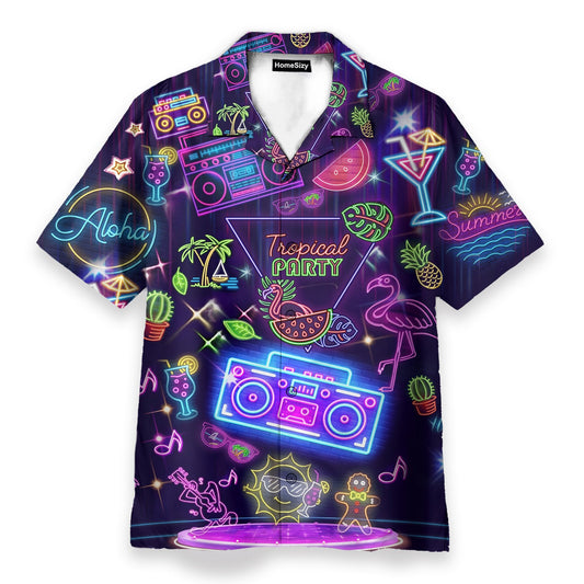 Tropical Party Neon Hello Summer - Hawaiian Shirt