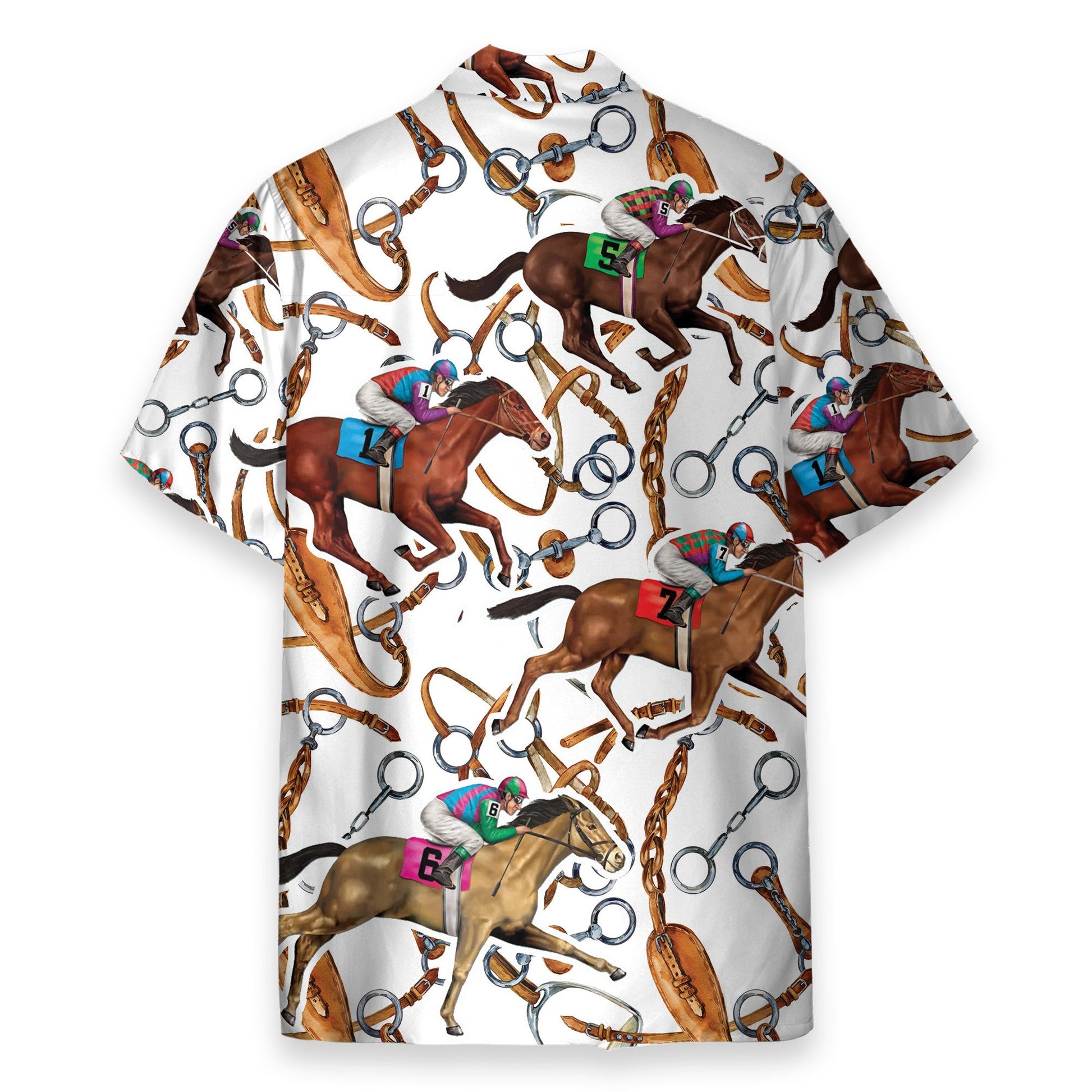 Horse Racing Colorful Horse Reins Pattern- Hawaiian Shirt & Beach Shorts