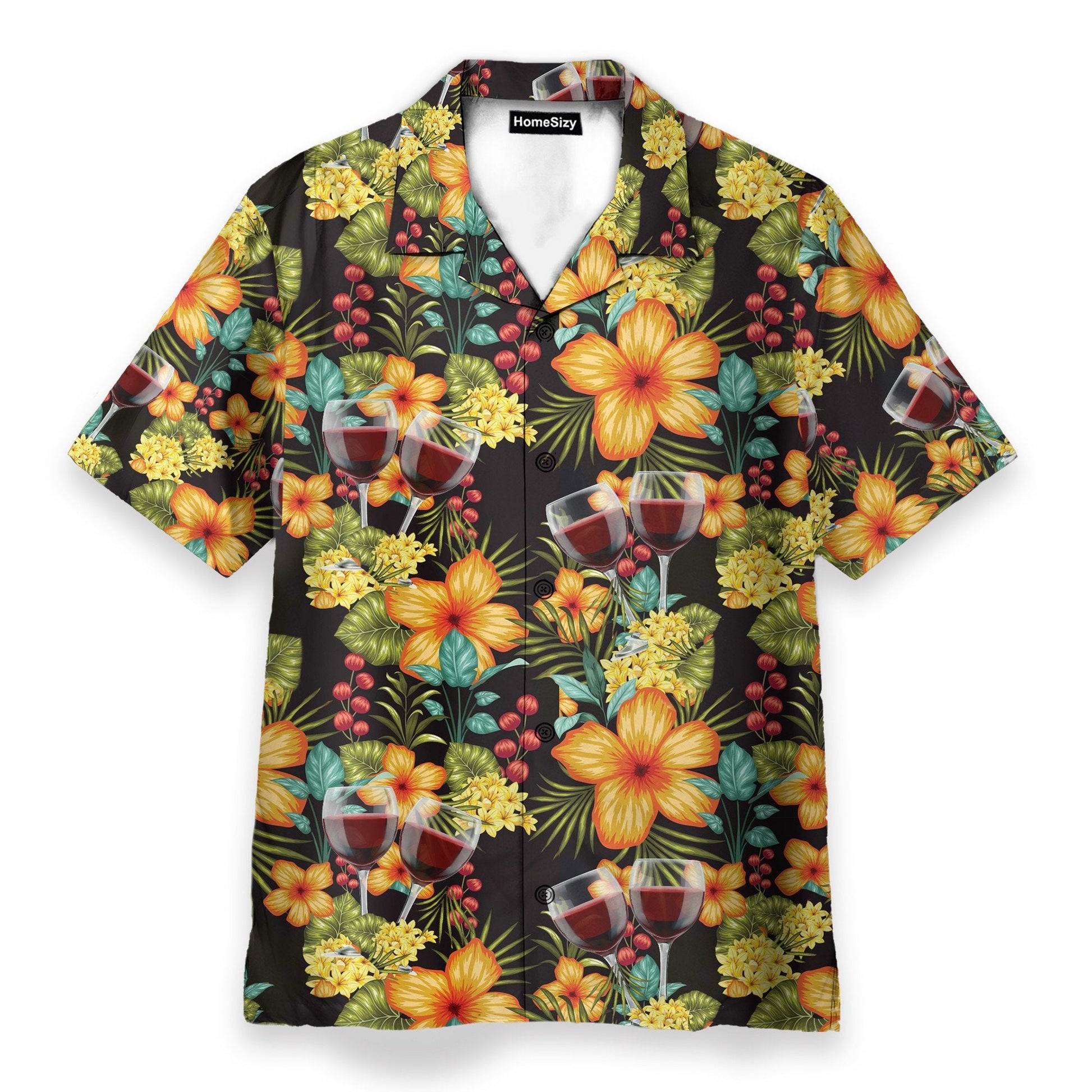 Paradise Red Wine Tropical Flowers Pattern - Hawaiian Shirt & Beach Shorts