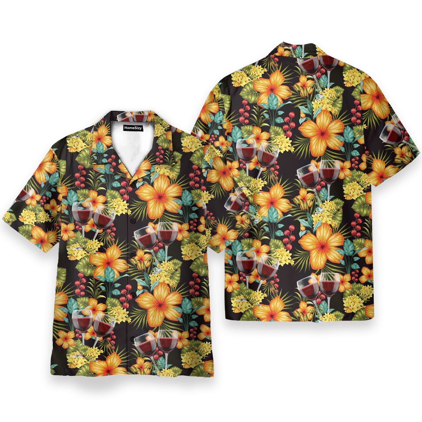 Paradise Red Wine Tropical Flowers Pattern - Hawaiian Shirt & Beach Shorts