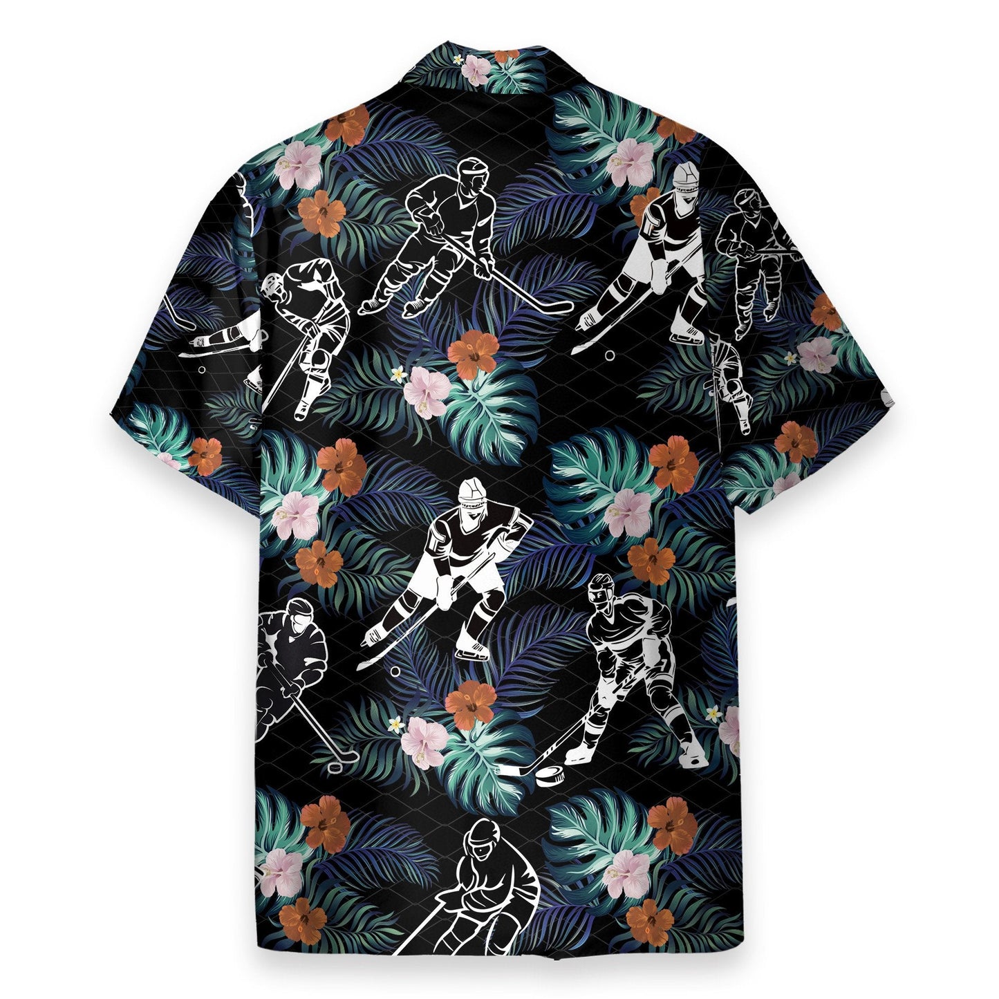 Hockey In Tropical Green Leaves - Hawaiian Shirt & Beach Shorts