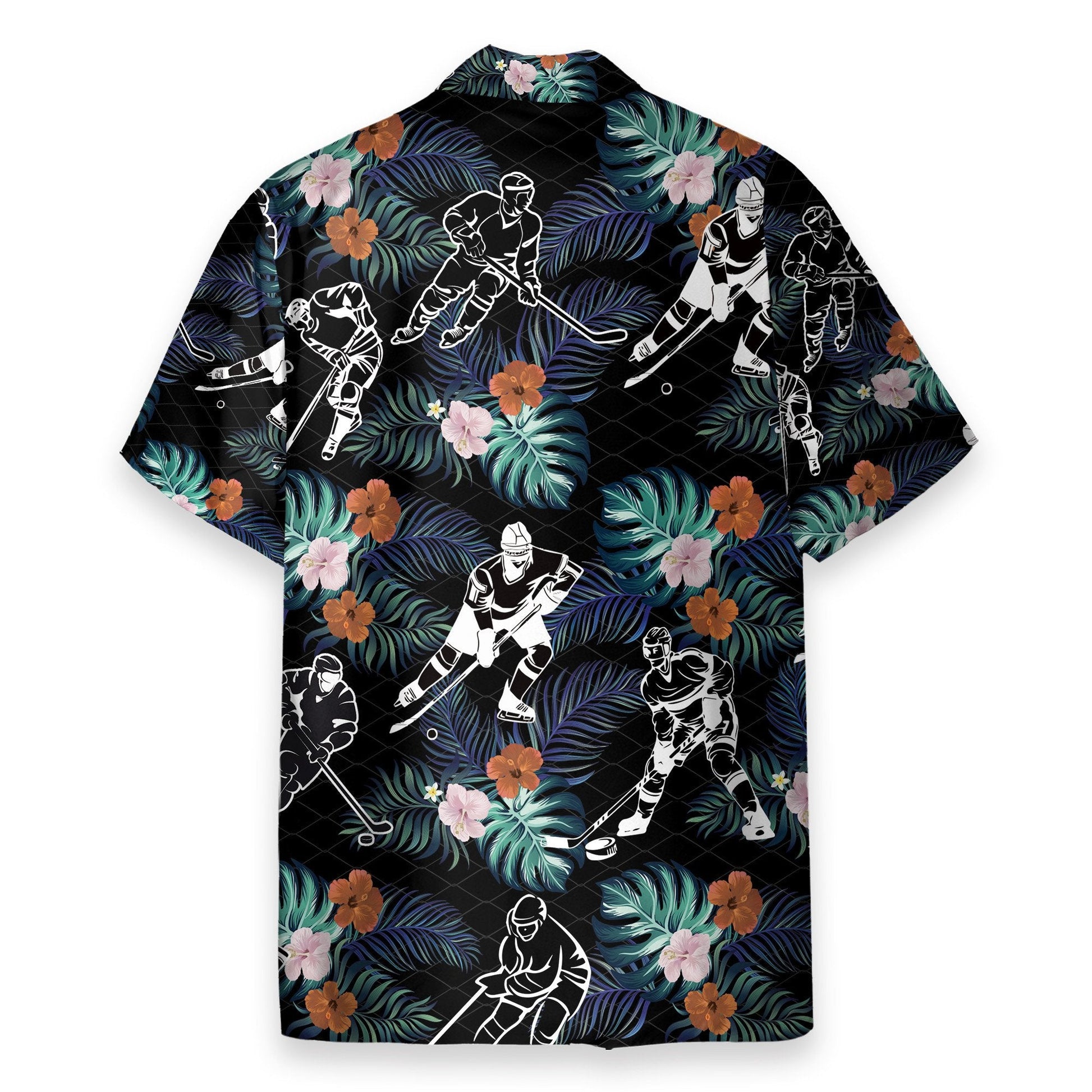 Hockey In Tropical Green Leaves - Hawaiian Shirt & Beach Shorts