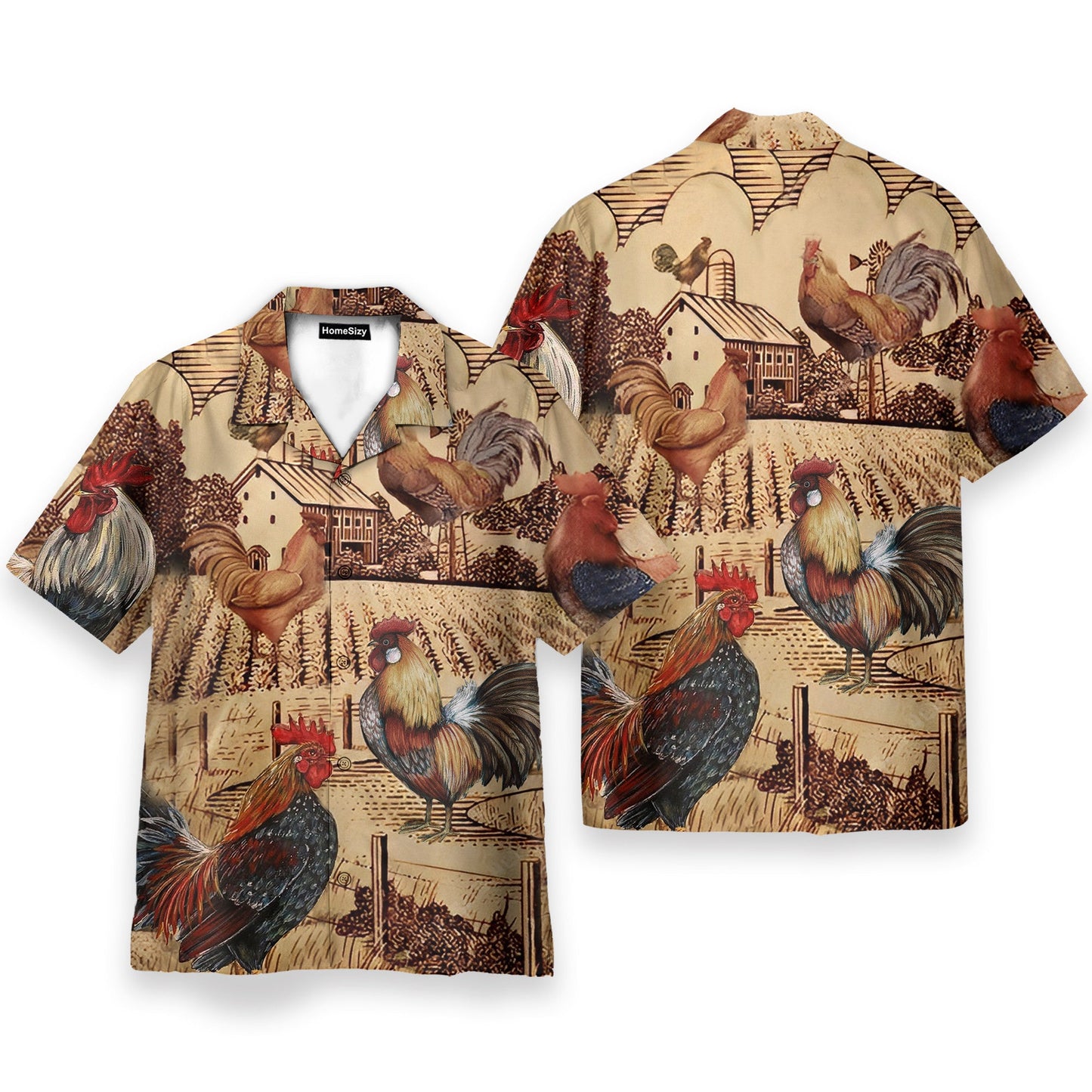 Rooster Vintage Men's Button's Up Shirts - Hawaiian Shirt