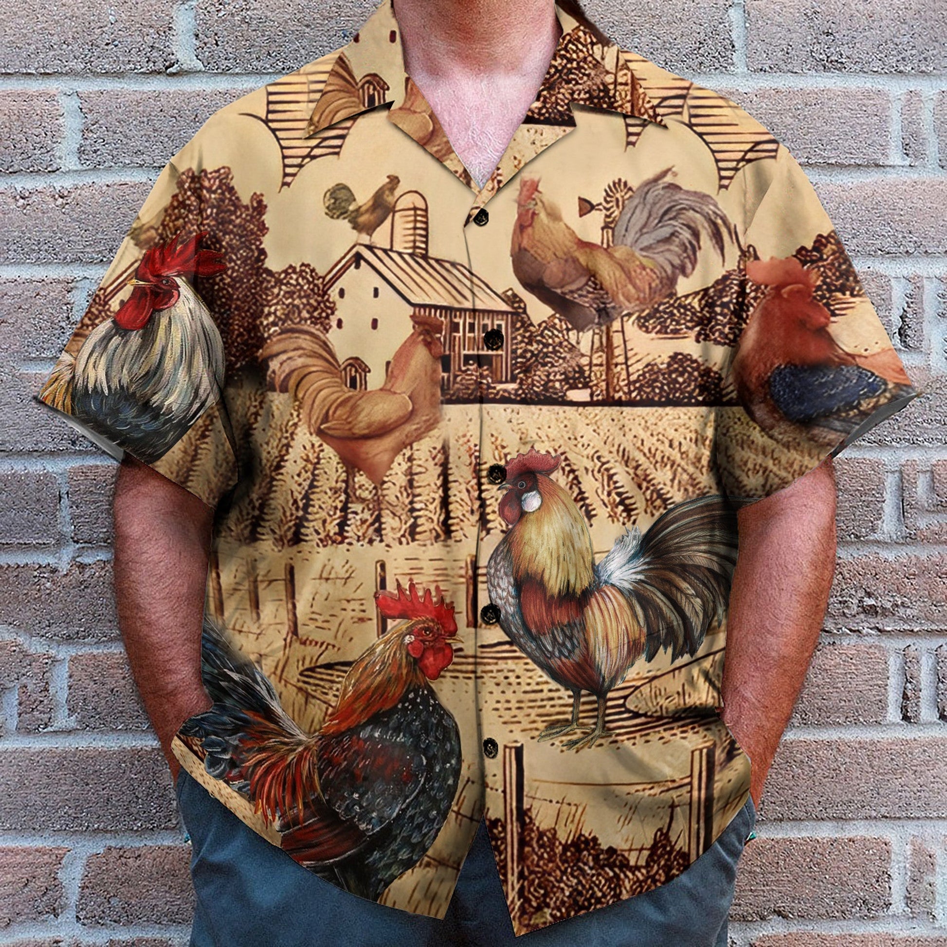 Rooster Vintage Men's Button's Up Shirts - Hawaiian Shirt
