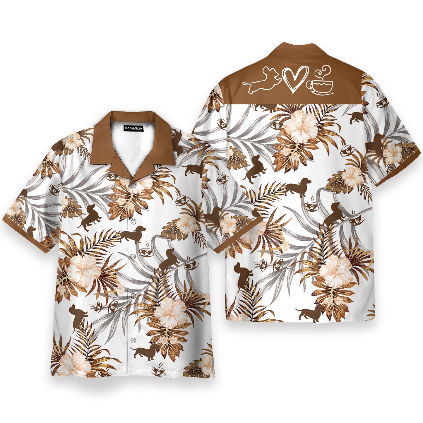 Love Dachshund Men's Button's Up Shirts - Hawaiian Shirt & Beach Shorts