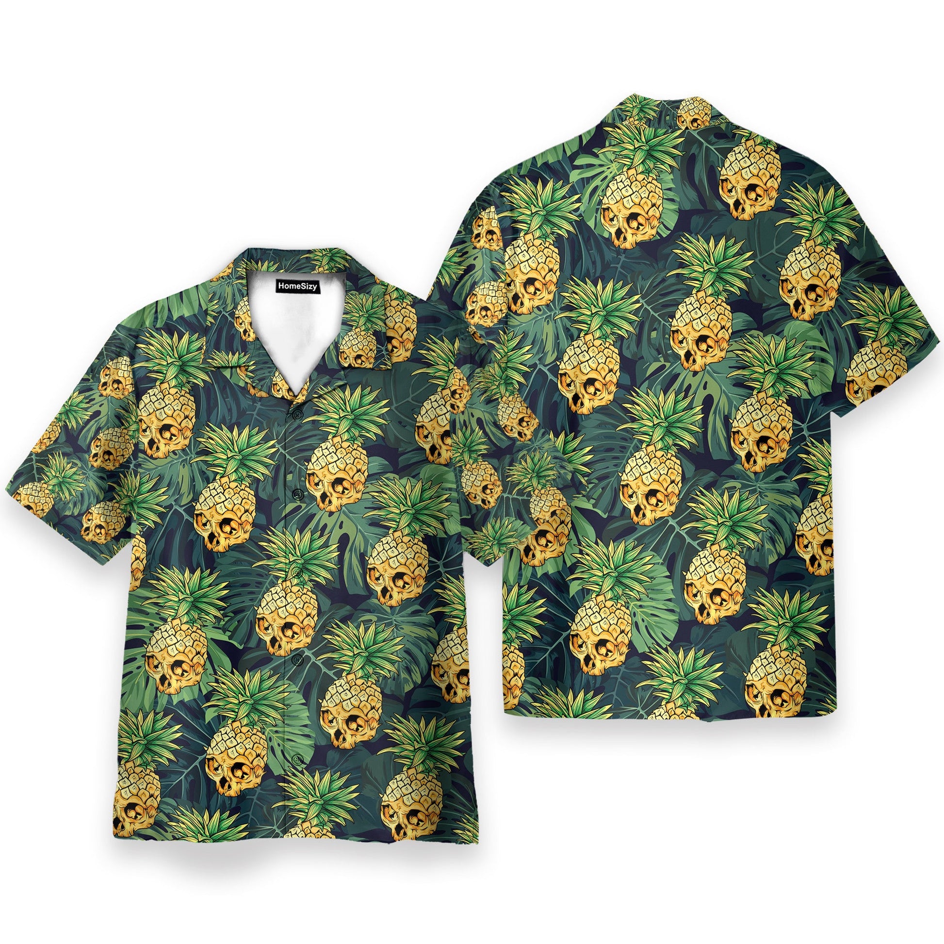 Skull Pineapple Tropical Leaves Pattern - Hawaiian Shirt & Beach Shorts