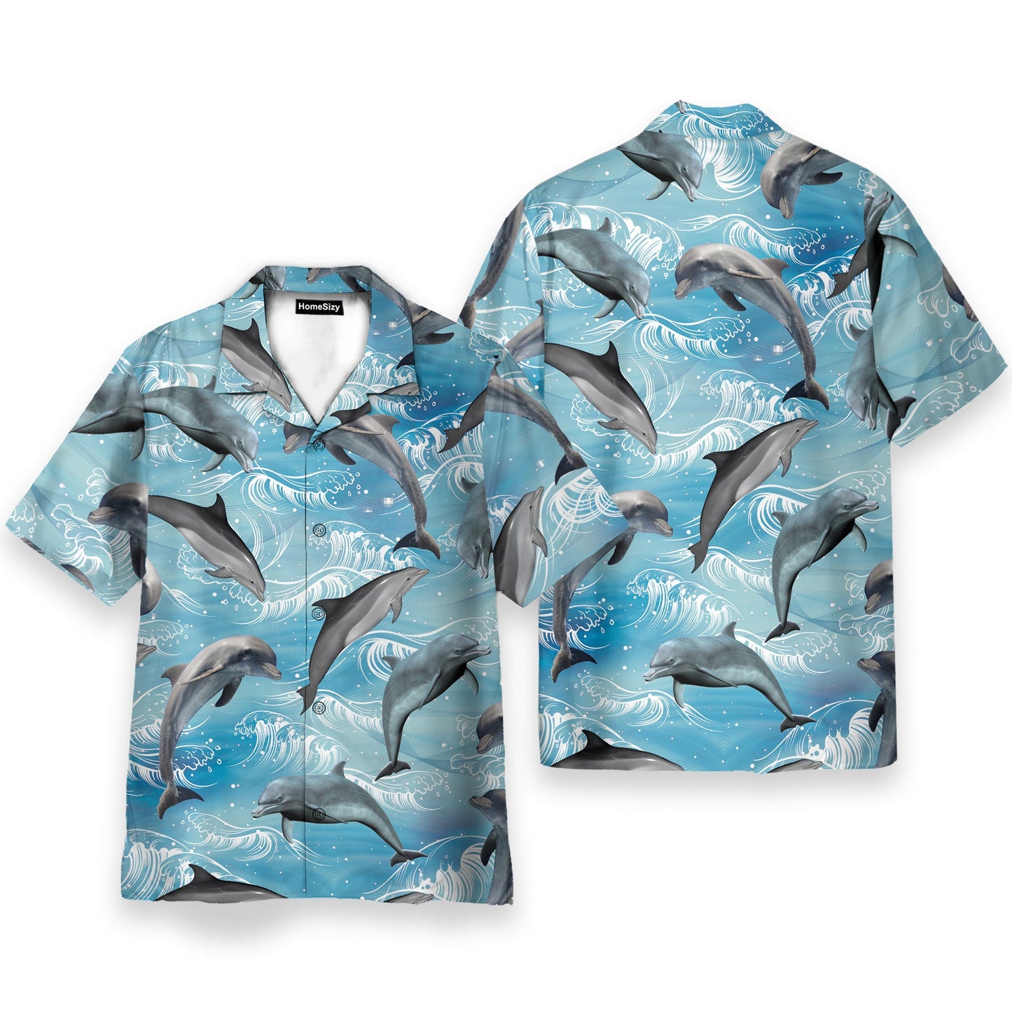 Dolphin Wave Water Blue Beach Pattern - Hawaiian Shirt & Beach Shorts