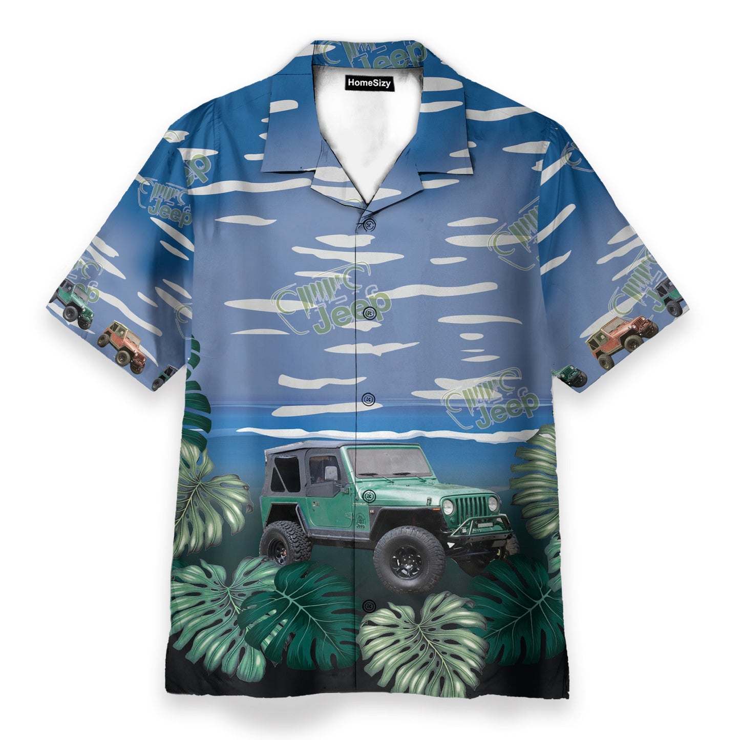 Vintage Jeep Car On The Beach Tropical Summer - Hawaiian Shirt