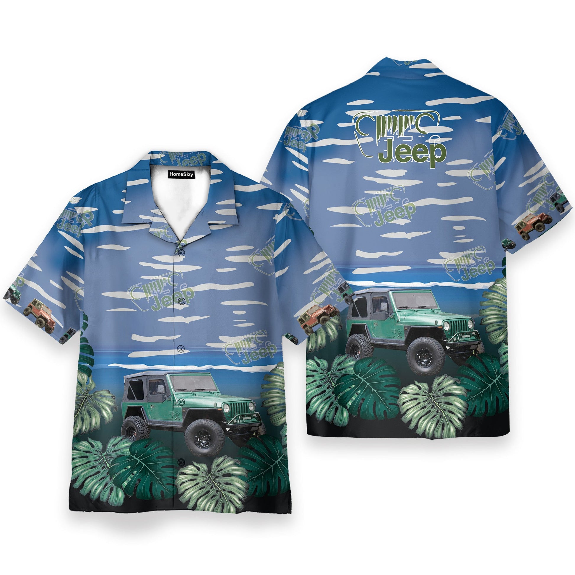 Vintage Jeep Car On The Beach Tropical Summer - Hawaiian Shirt