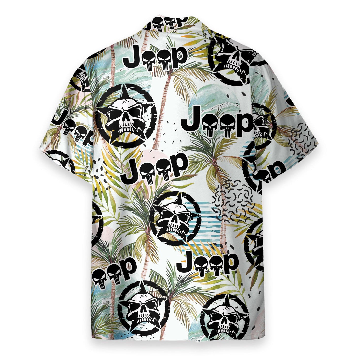 Jeep Skull Tropical Leaves Pattern - Hawaiian Shirt & Beach Shorts