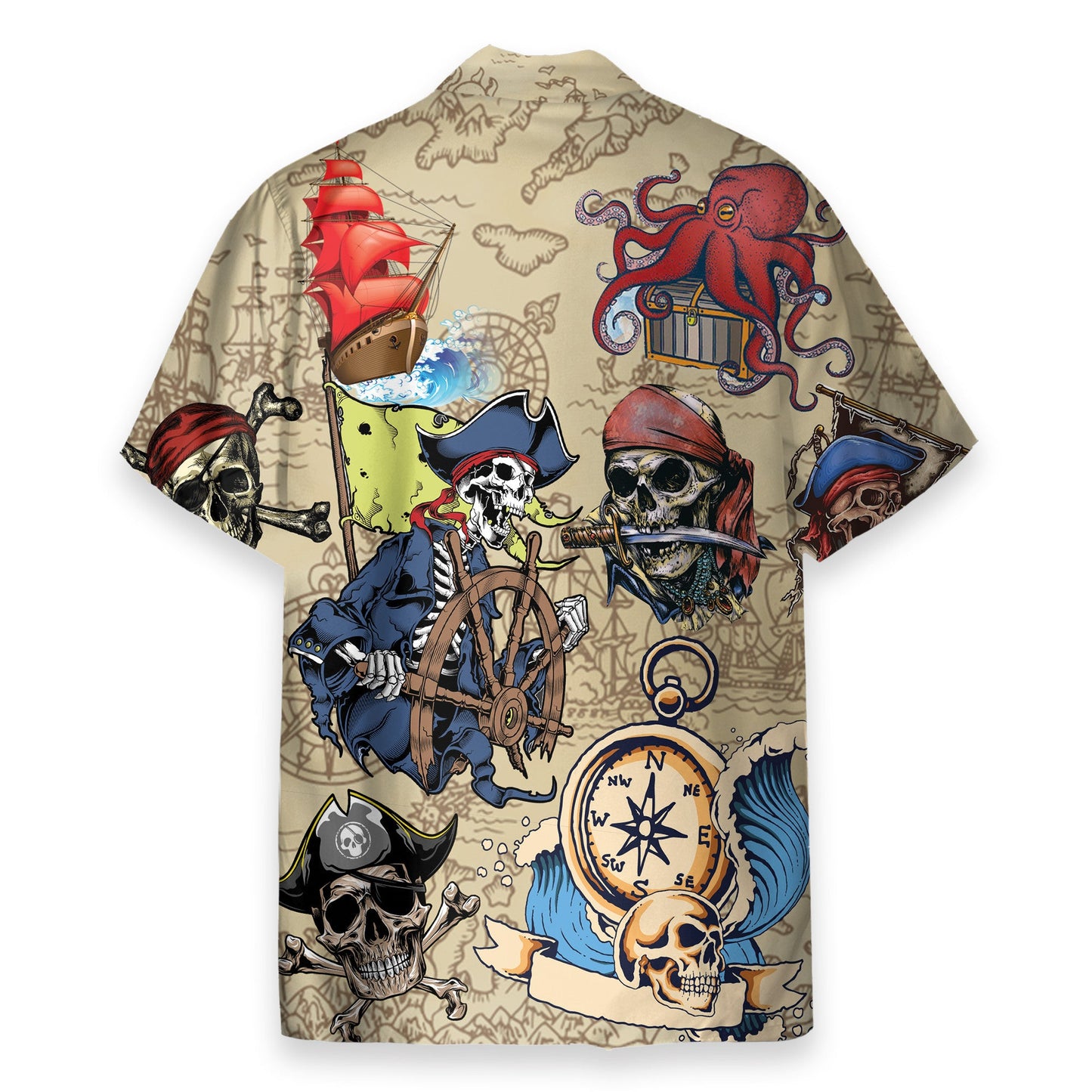 Skull Pirate Men's Button's Up Shirts - Hawaiian Shirt