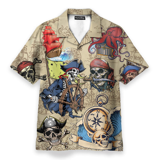 Skull Pirate Men's Button's Up Shirts - Hawaiian Shirt