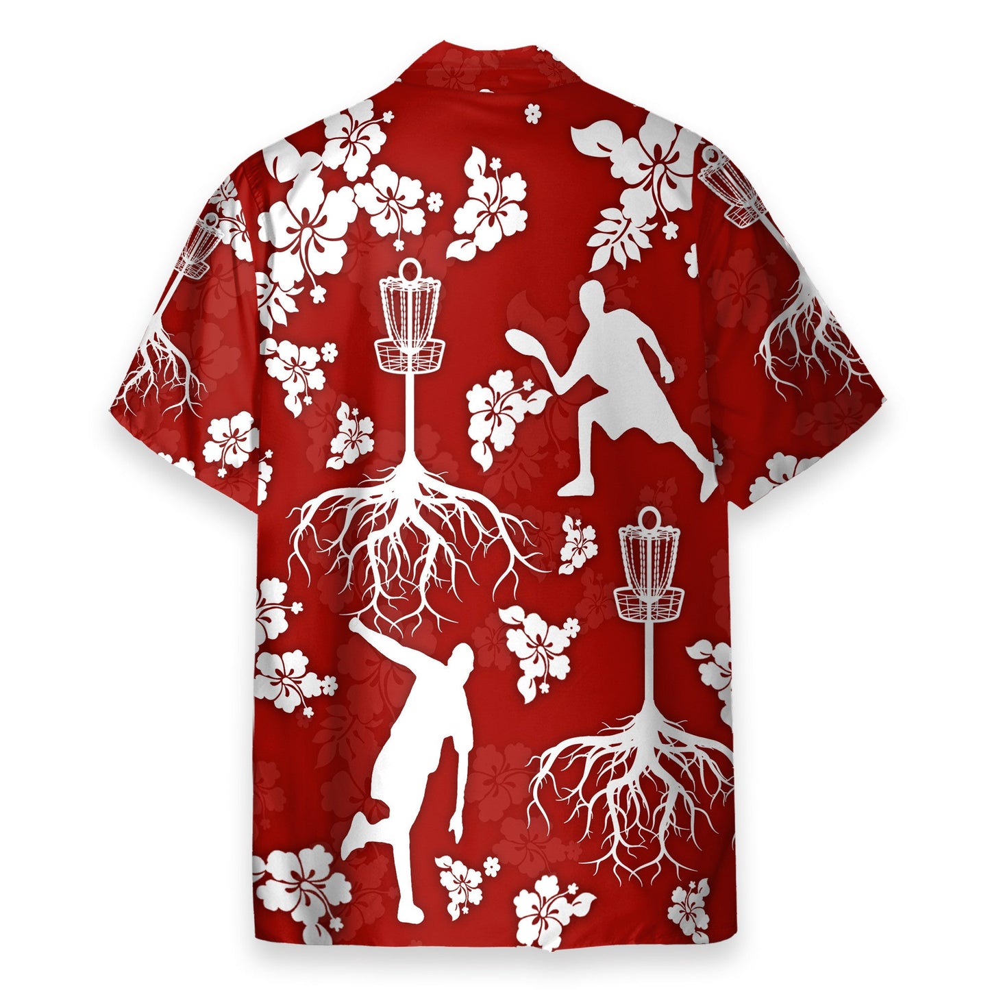 Disc Golf Tree Hibiscus Red Pattern - Hawaiian Shirt