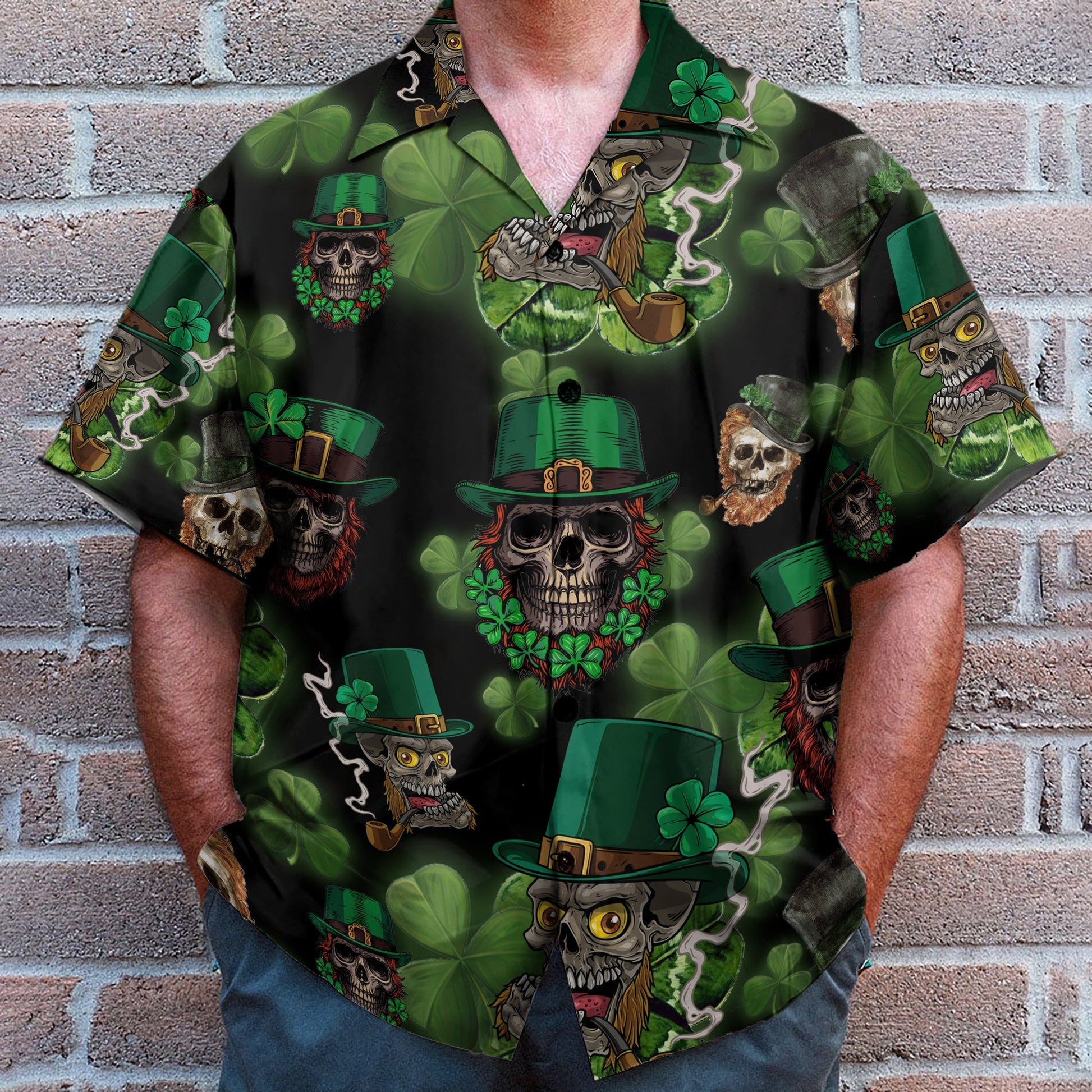 Skull Leprechaun Irish Happy St Patrick's Day - Hawaiian Shirt