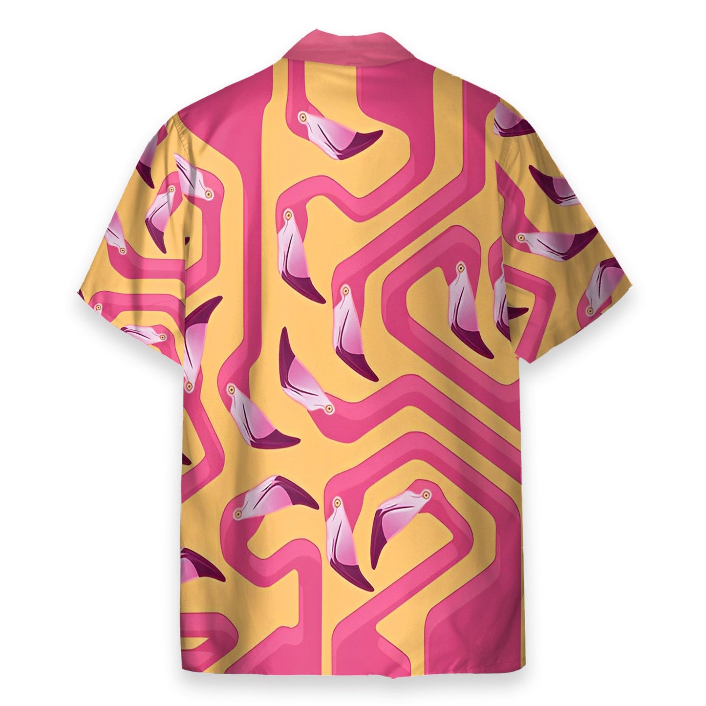 Pink Flamingo Maze Yellow Background - Hawaiian Shirt & Beach Shorts