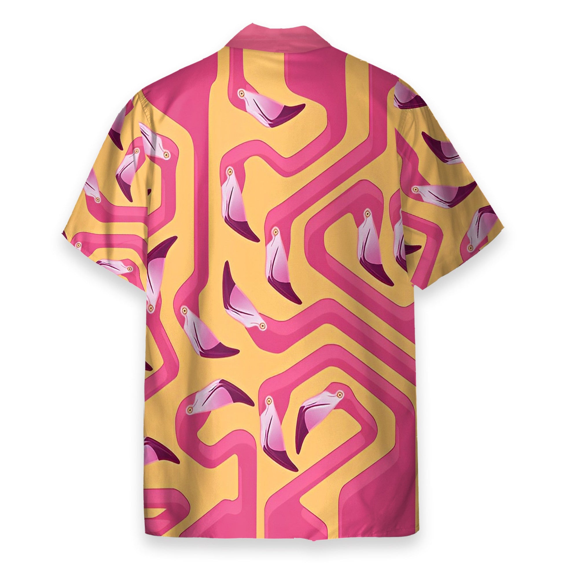 Pink Flamingo Maze Yellow Background - Hawaiian Shirt & Beach Shorts