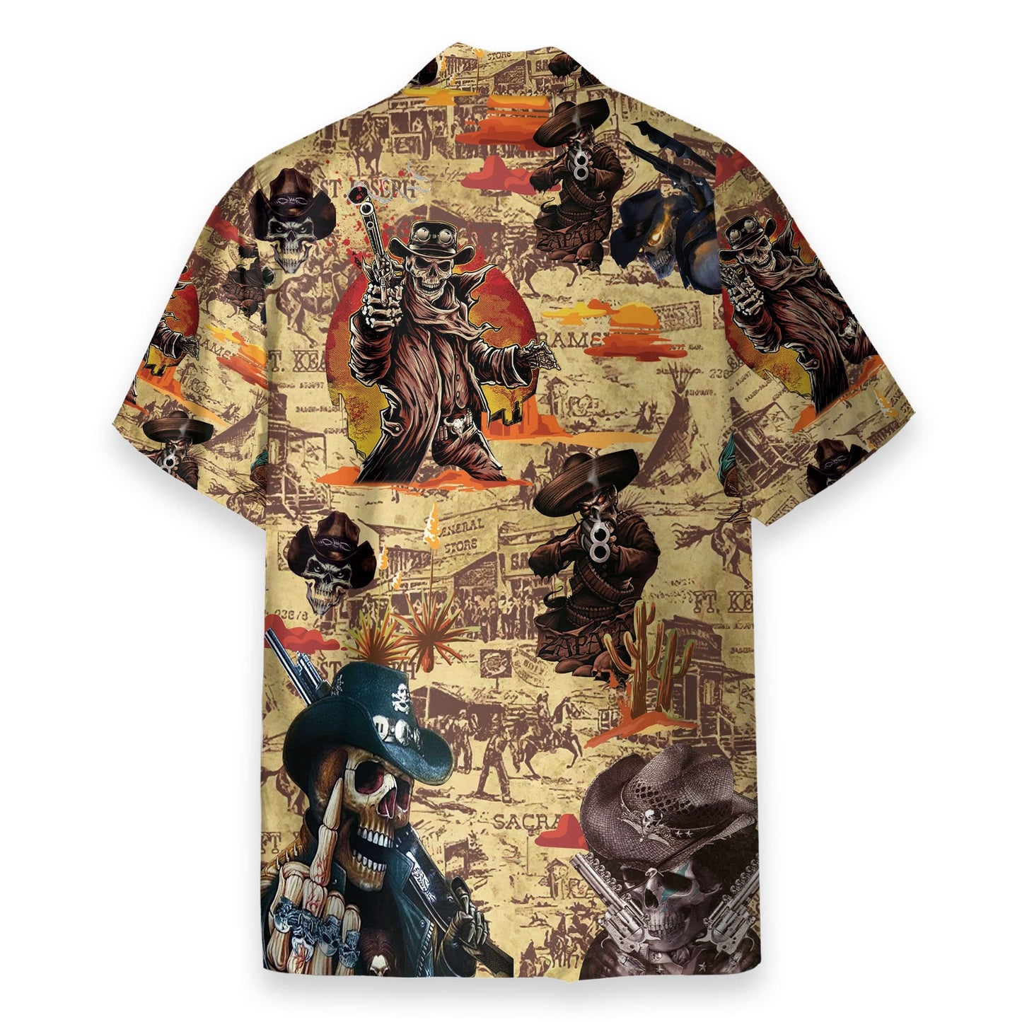 Cowboy Skull Men's Button's Up Shirts - Hawaiian Shirt