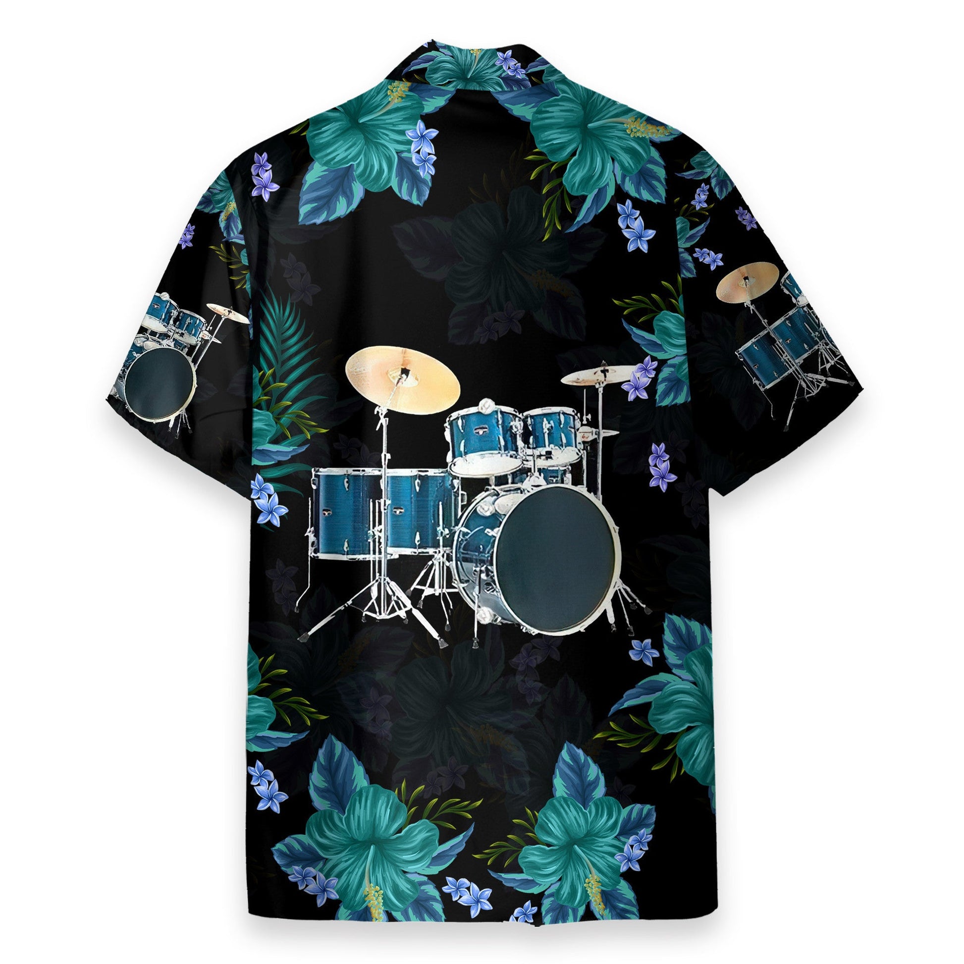 Blue Drum Tropical Flower Pattern - Hawaiian Shirt