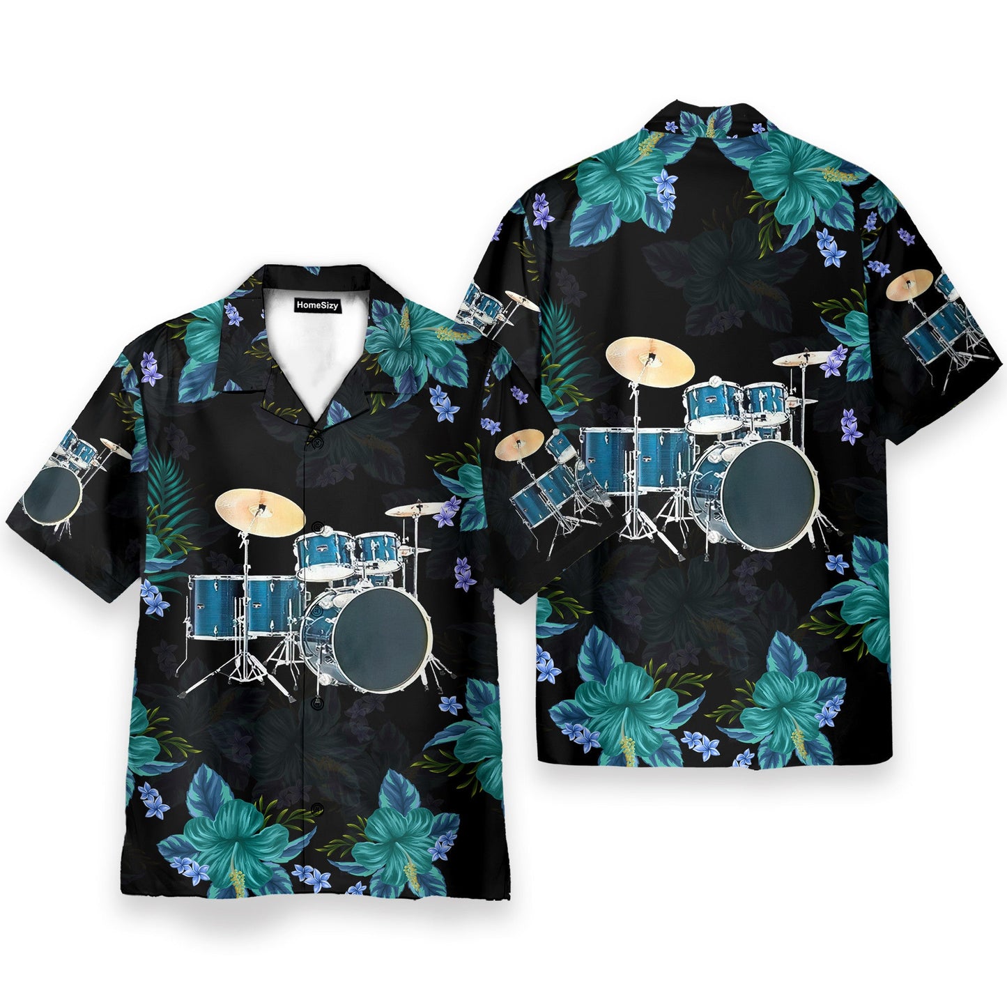 Blue Drum Tropical Flower Pattern - Hawaiian Shirt