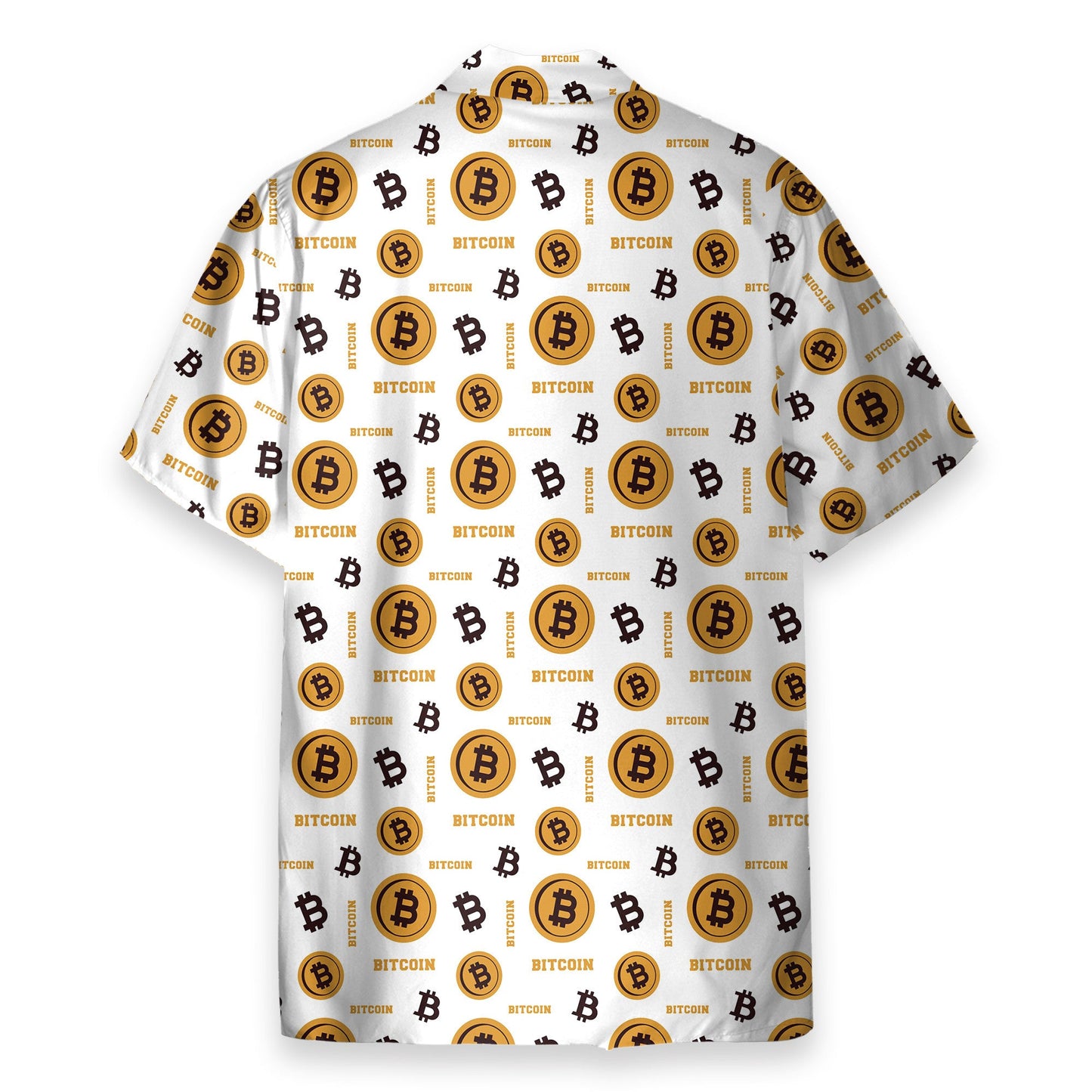 Bitcoin Seamless Pattern In White Background - Hawaiian Shirt & Beach Shorts