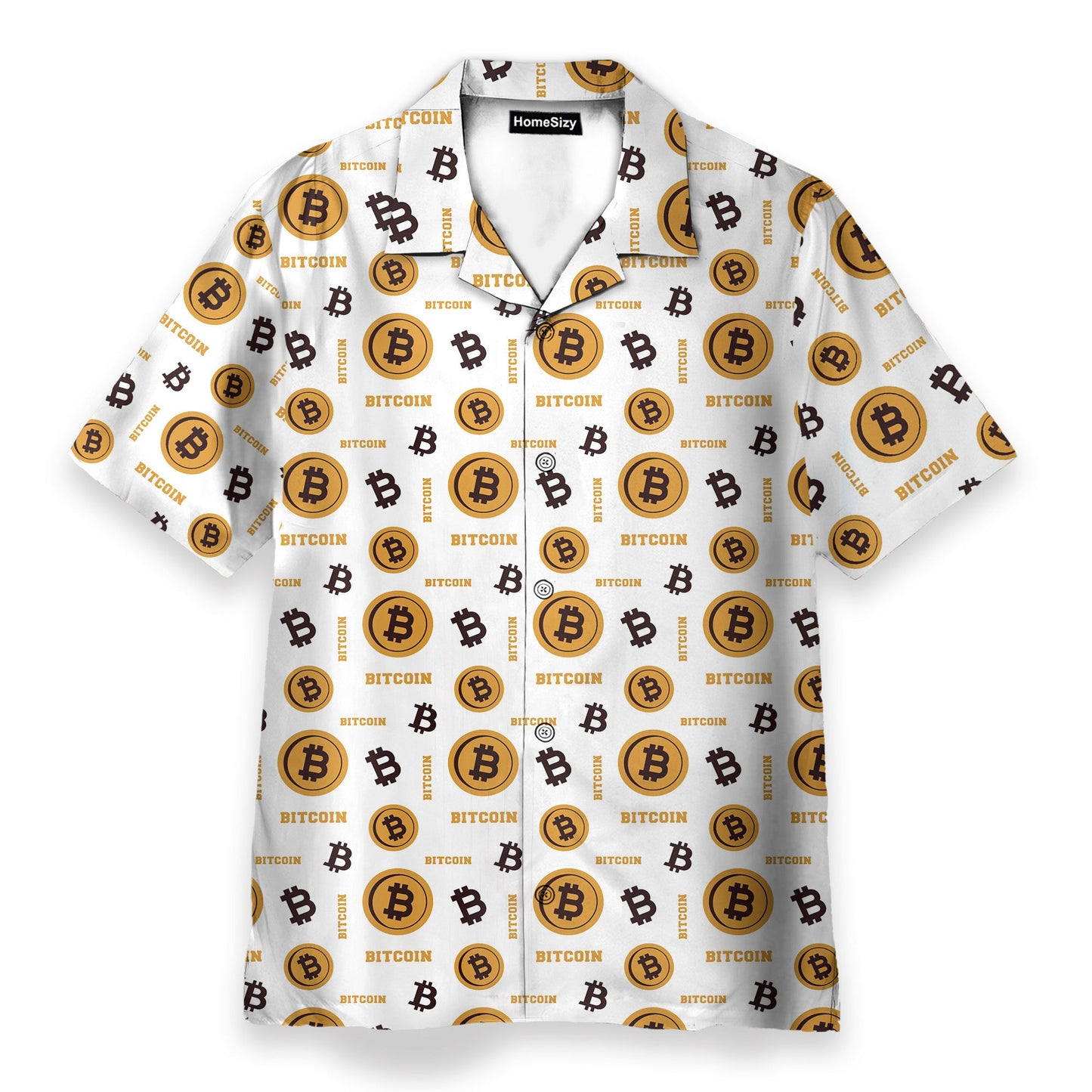 Bitcoin Seamless Pattern In White Background - Hawaiian Shirt & Beach Shorts