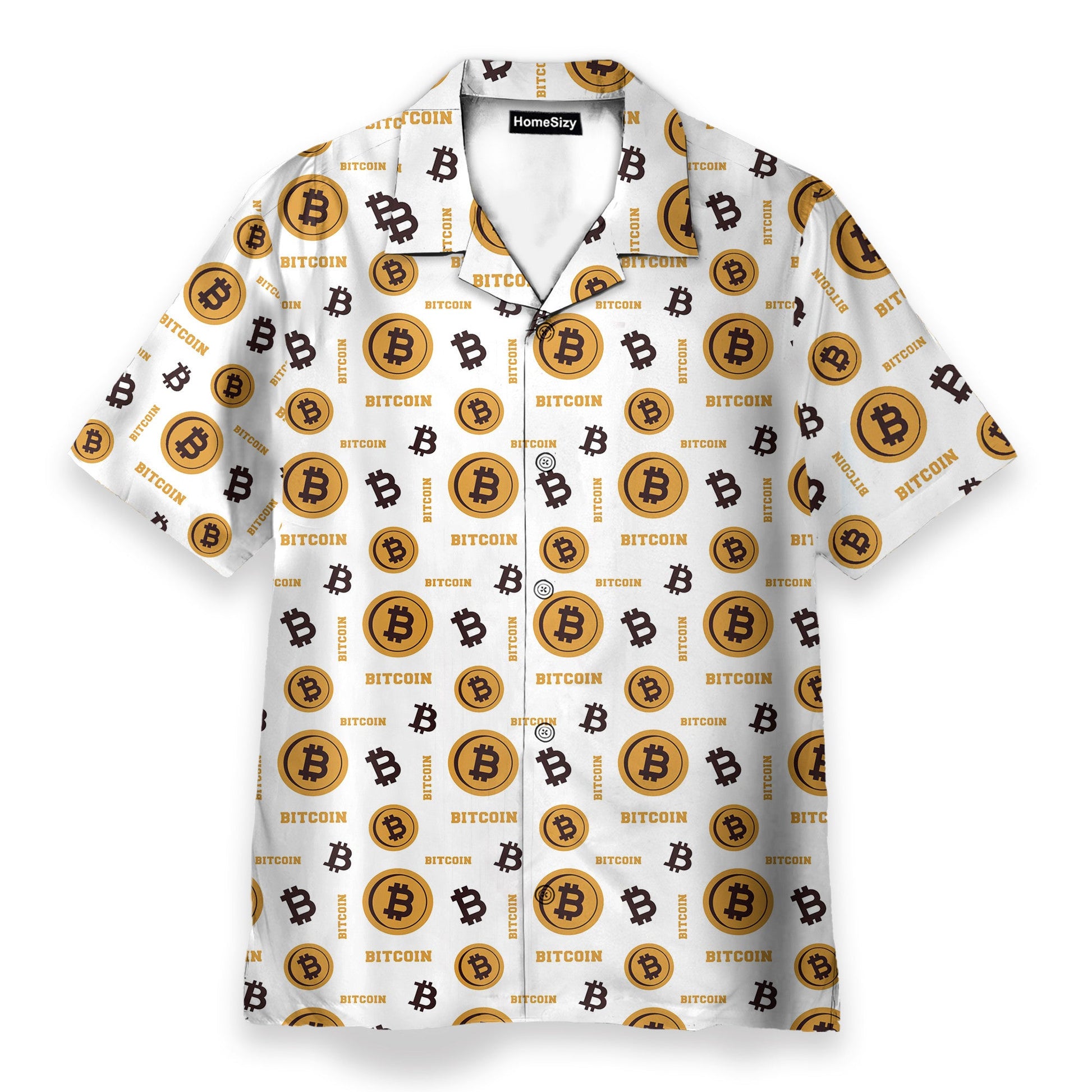 Bitcoin Seamless Pattern In White Background - Hawaiian Shirt & Beach Shorts