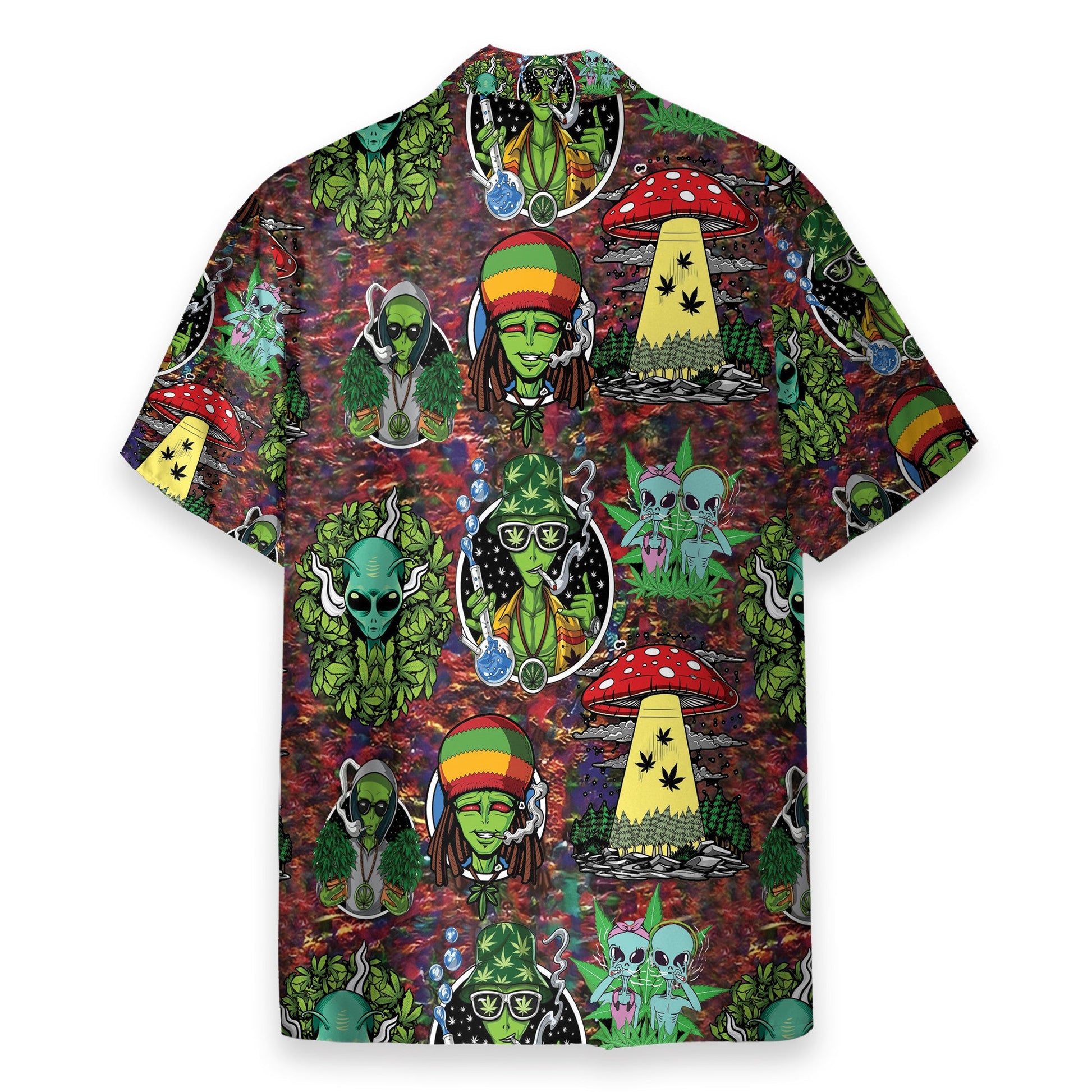 Hippie Trippy Alien Smoke Weed - Hawaiian Shirt & Beach Shorts