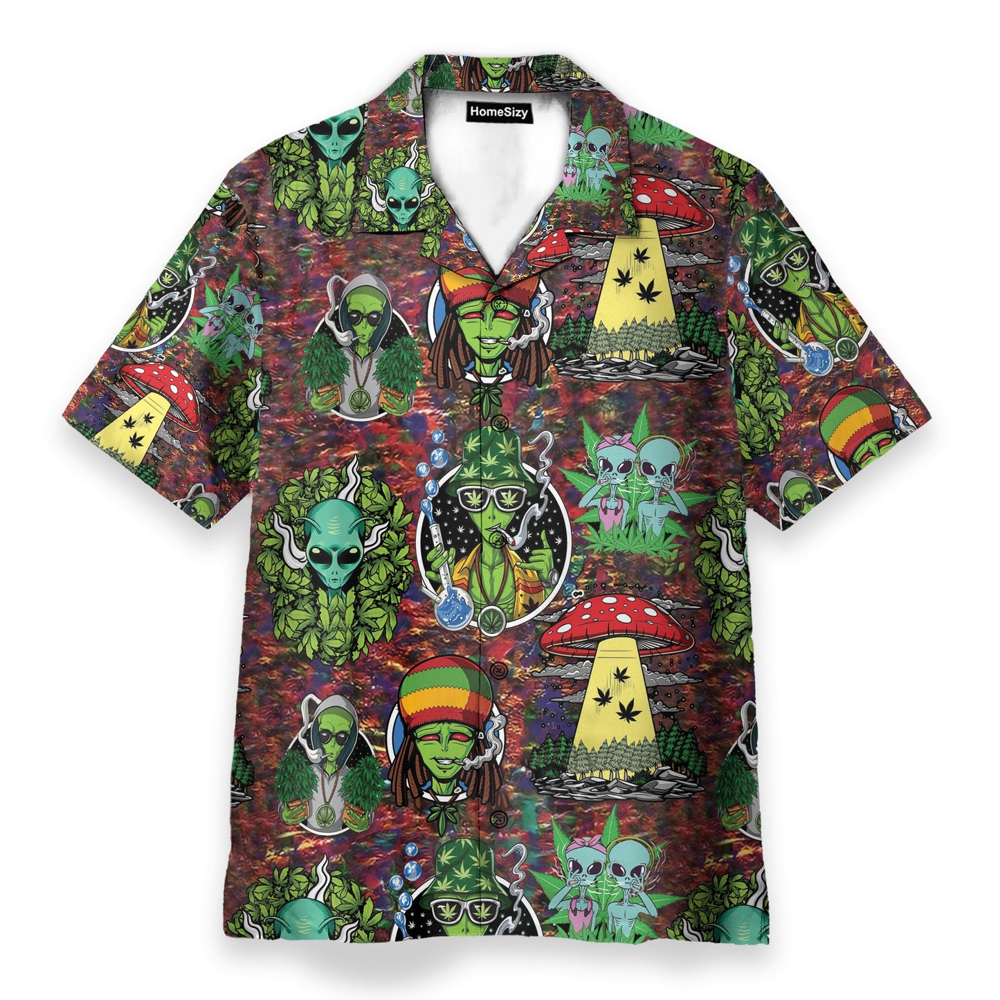Hippie Trippy Alien Smoke Weed - Hawaiian Shirt & Beach Shorts