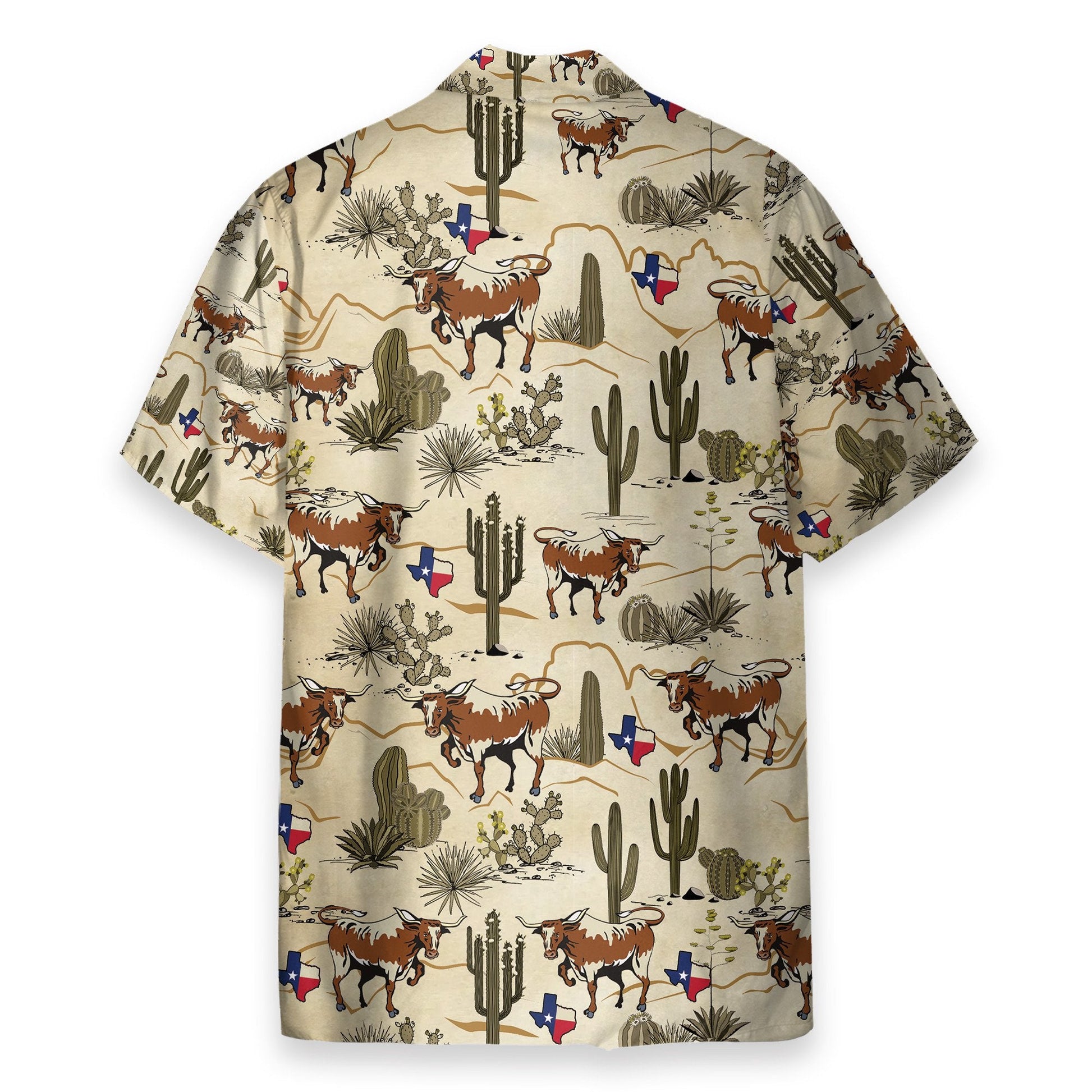 Longhorn Texas Men's Button's Up Shirts - Hawaiian Shirt & Beach Shorts