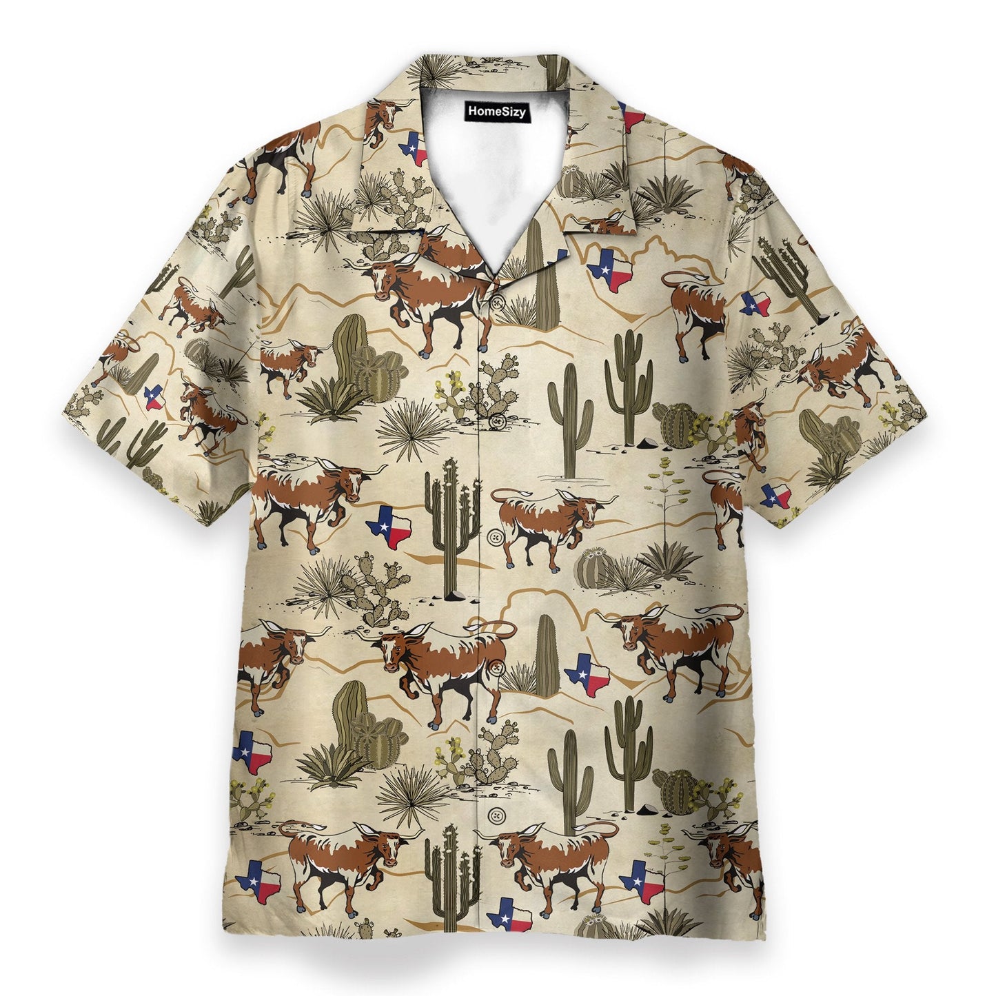Longhorn Texas Men's Button's Up Shirts - Hawaiian Shirt & Beach Shorts