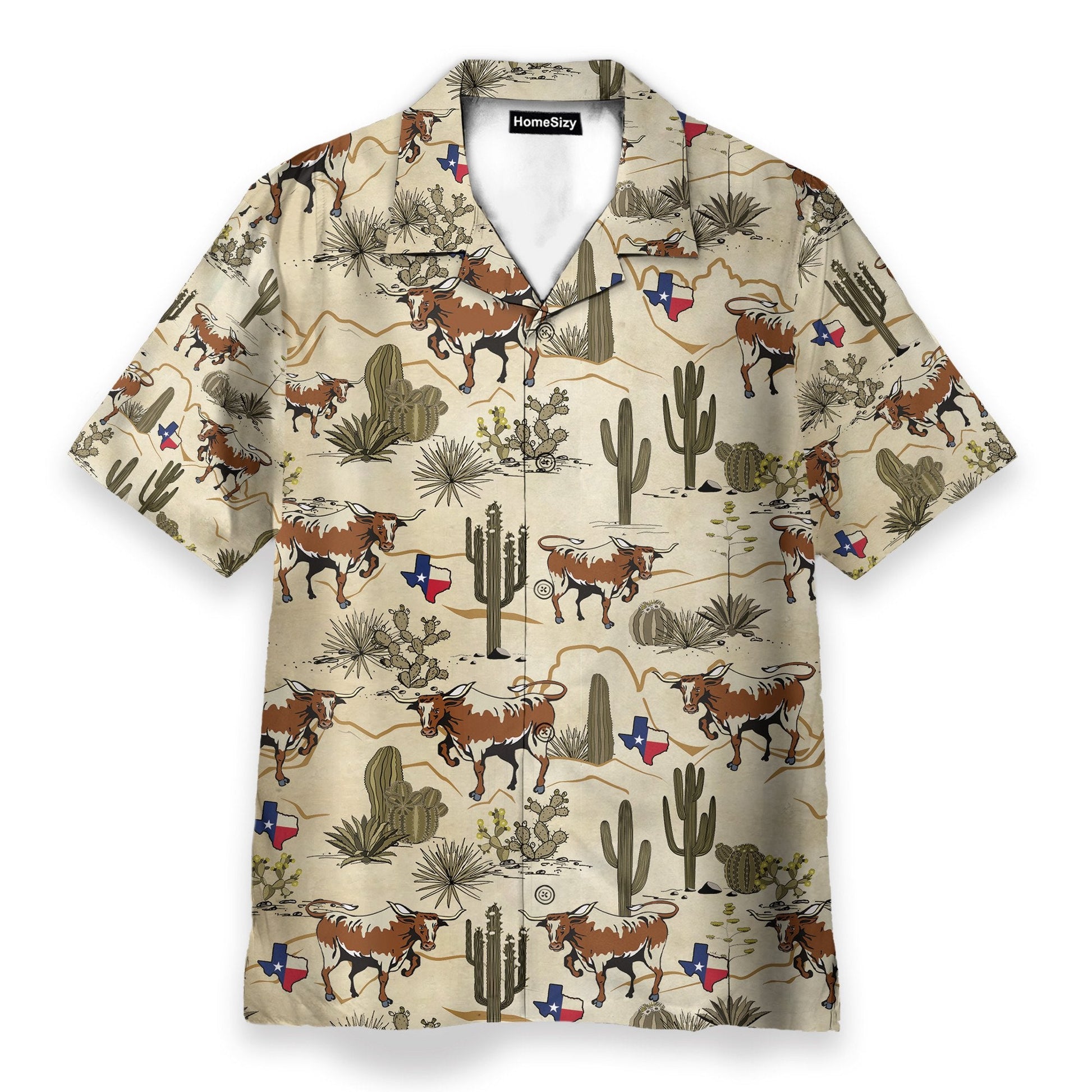 Longhorn Texas Men's Button's Up Shirts - Hawaiian Shirt & Beach Shorts