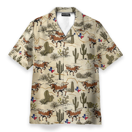 Longhorn Texas Men's Button's Up Shirts - Hawaiian Shirt & Beach Shorts