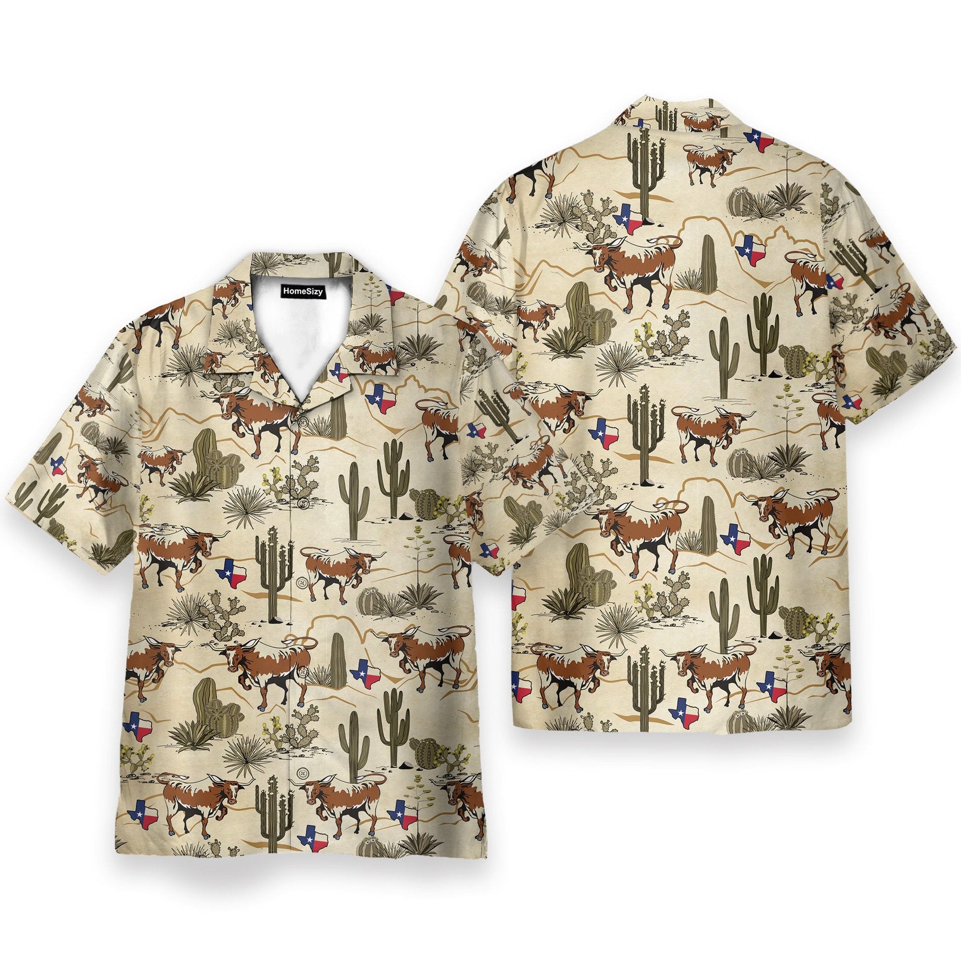 Longhorn Texas Men's Button's Up Shirts - Hawaiian Shirt & Beach Shorts