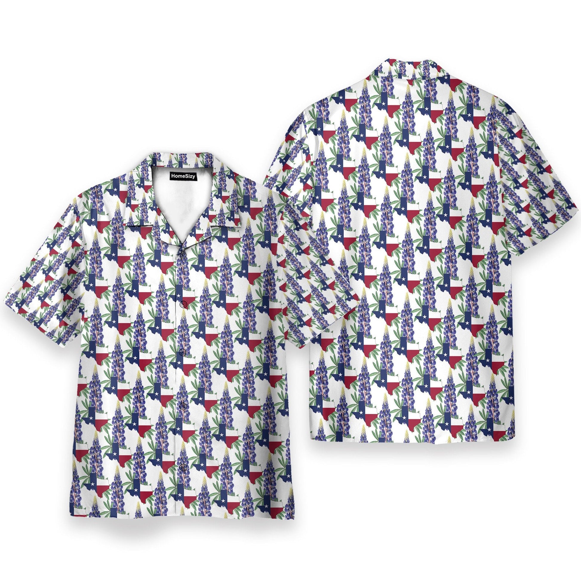 Texas Bluebonnet Men's Button's Up Shirts - Hawaiian Shirt & Beach Shorts