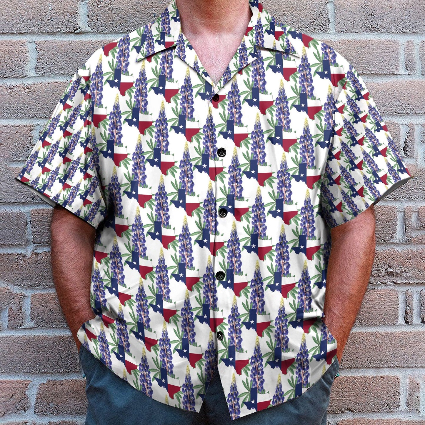 Texas Bluebonnet Men's Button's Up Shirts - Hawaiian Shirt & Beach Shorts